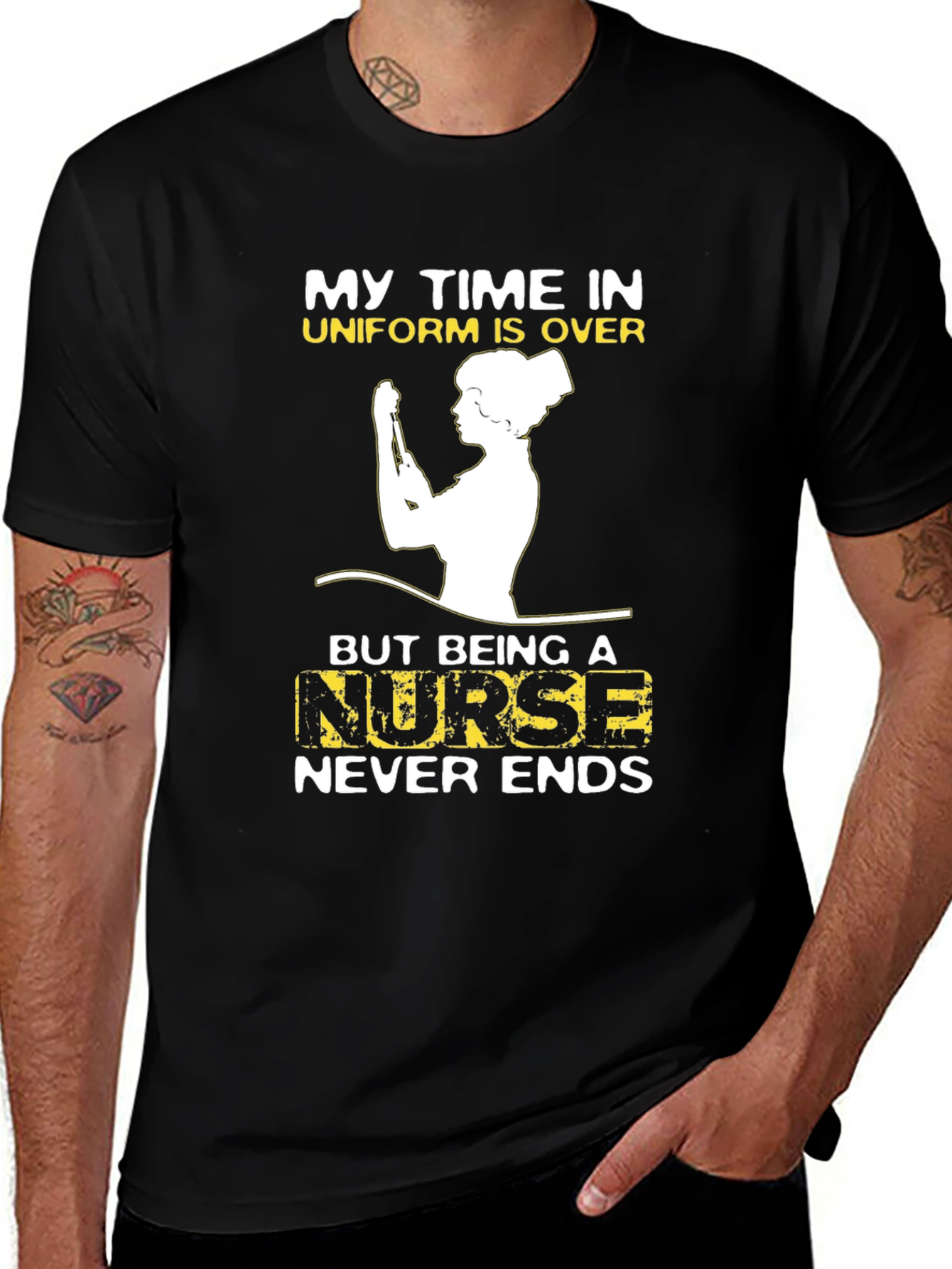 Variant 25 of Retired Nurse T-Shirt - My Time In Uniform Is Over