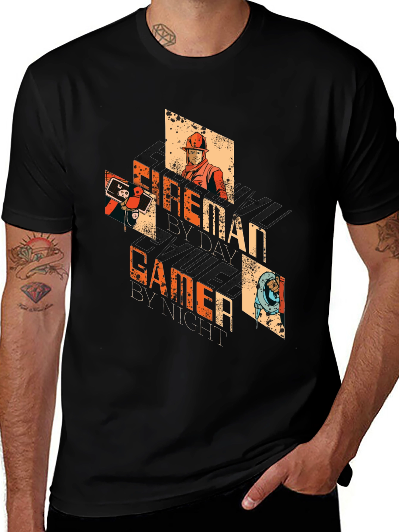 Variant 9 of Fireman by Day Gamer by Night Graphic T-Shirt