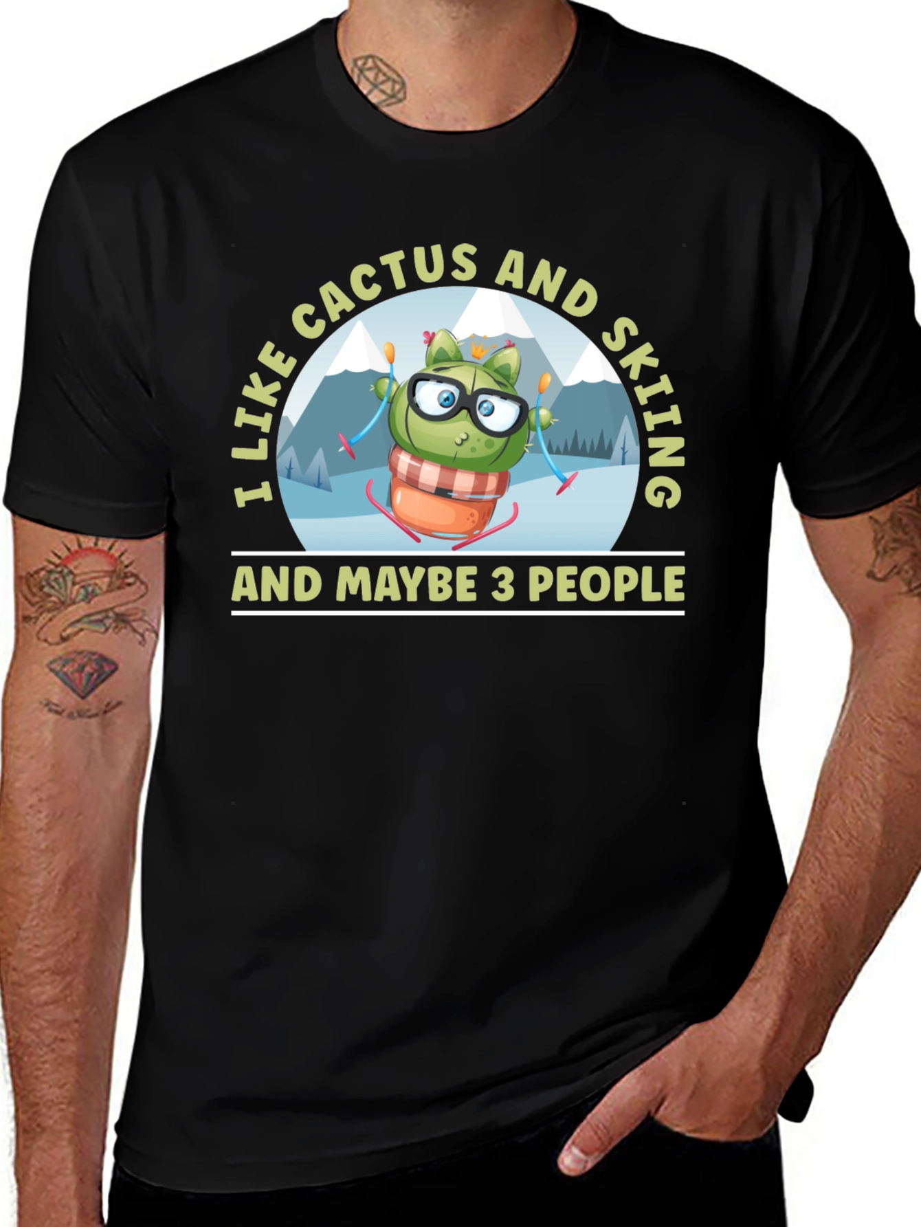 Variant 21 of Cactus and Skiing T-Shirt