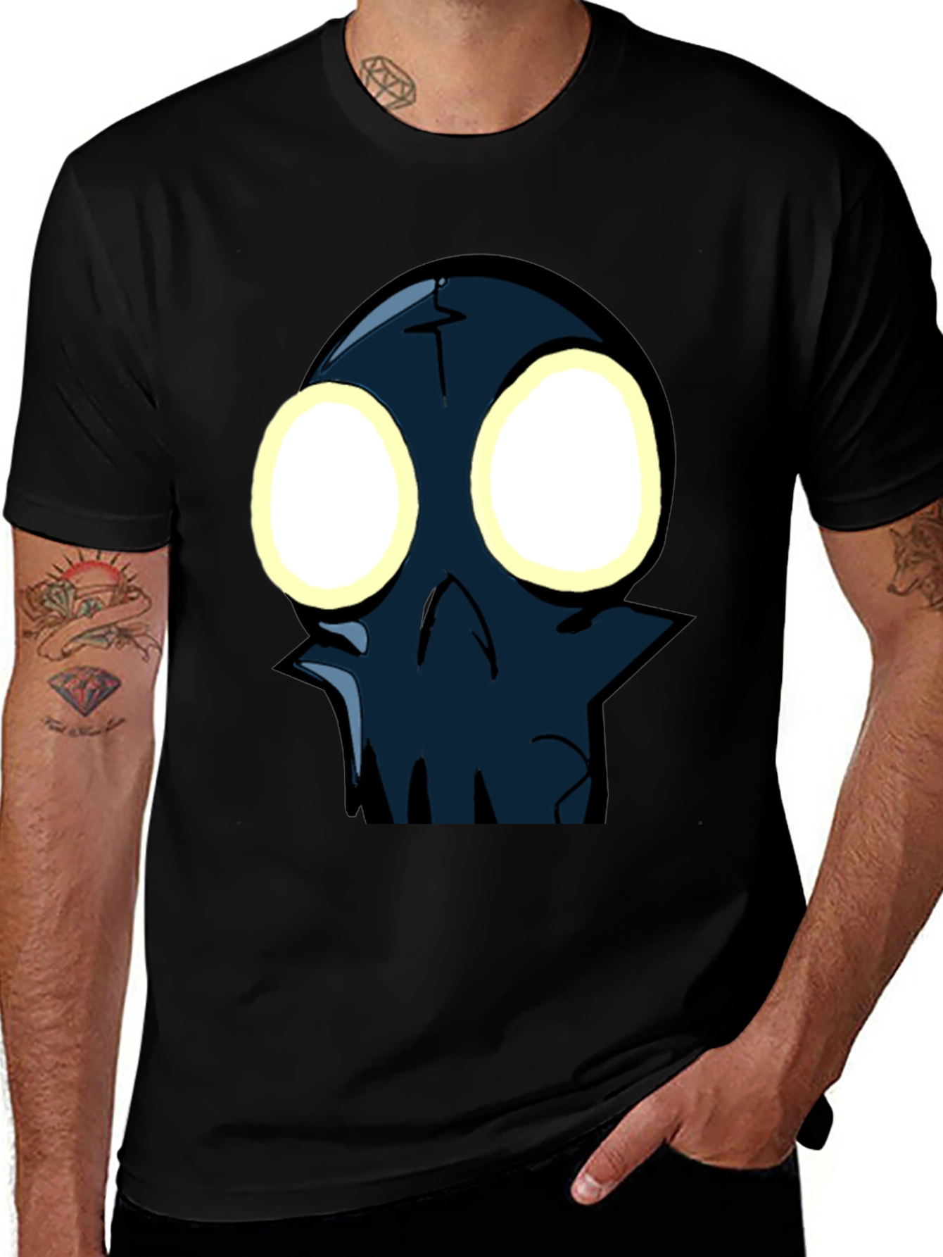 Variant 29 of Glow-Eyed Skull Graphic T-Shirt - Black