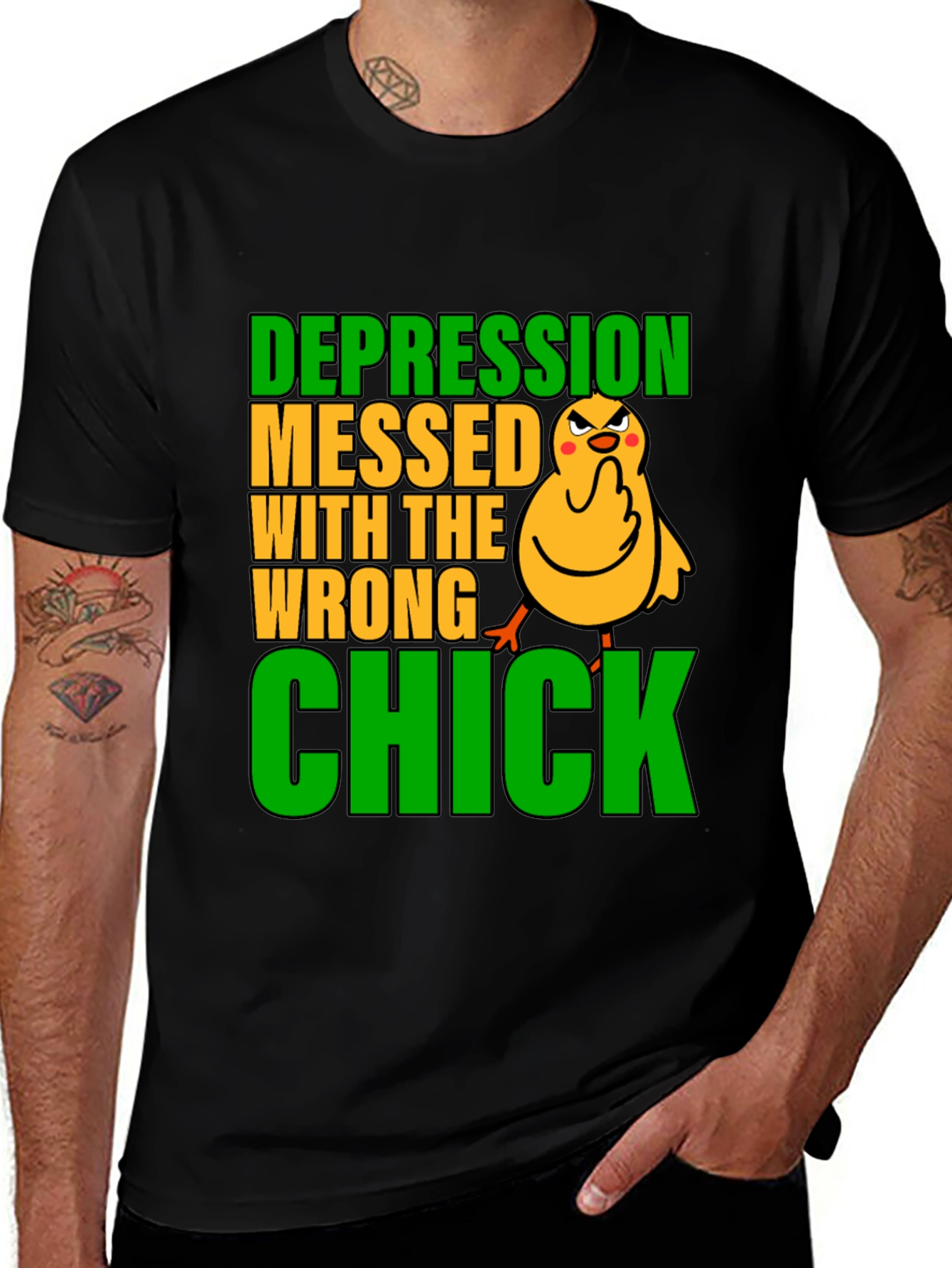 Variant 27 of Depression Messed With The Wrong Chick Graphic T-Shirt