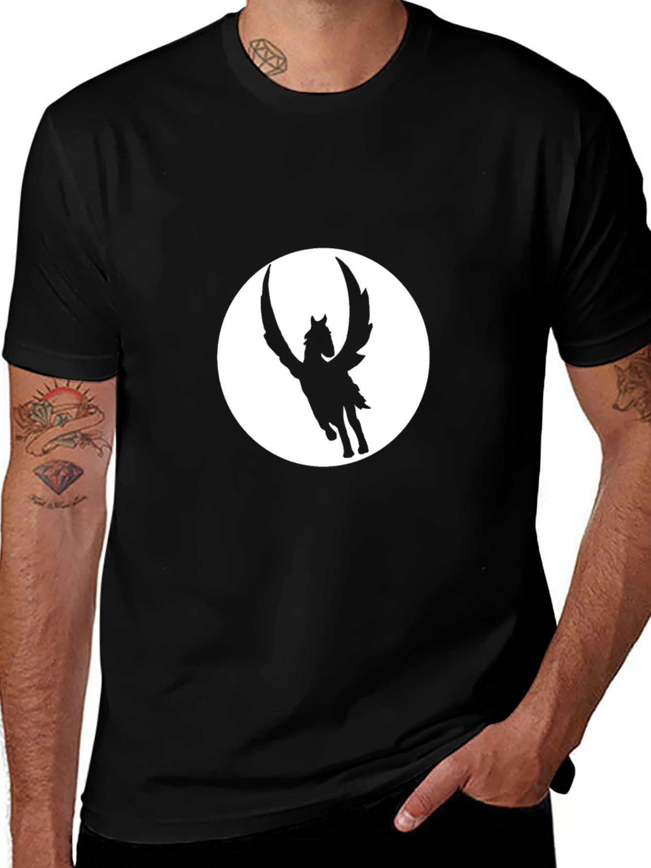 Variant 24 of Black Pegasus Graphic Tee - Men's Fashion
