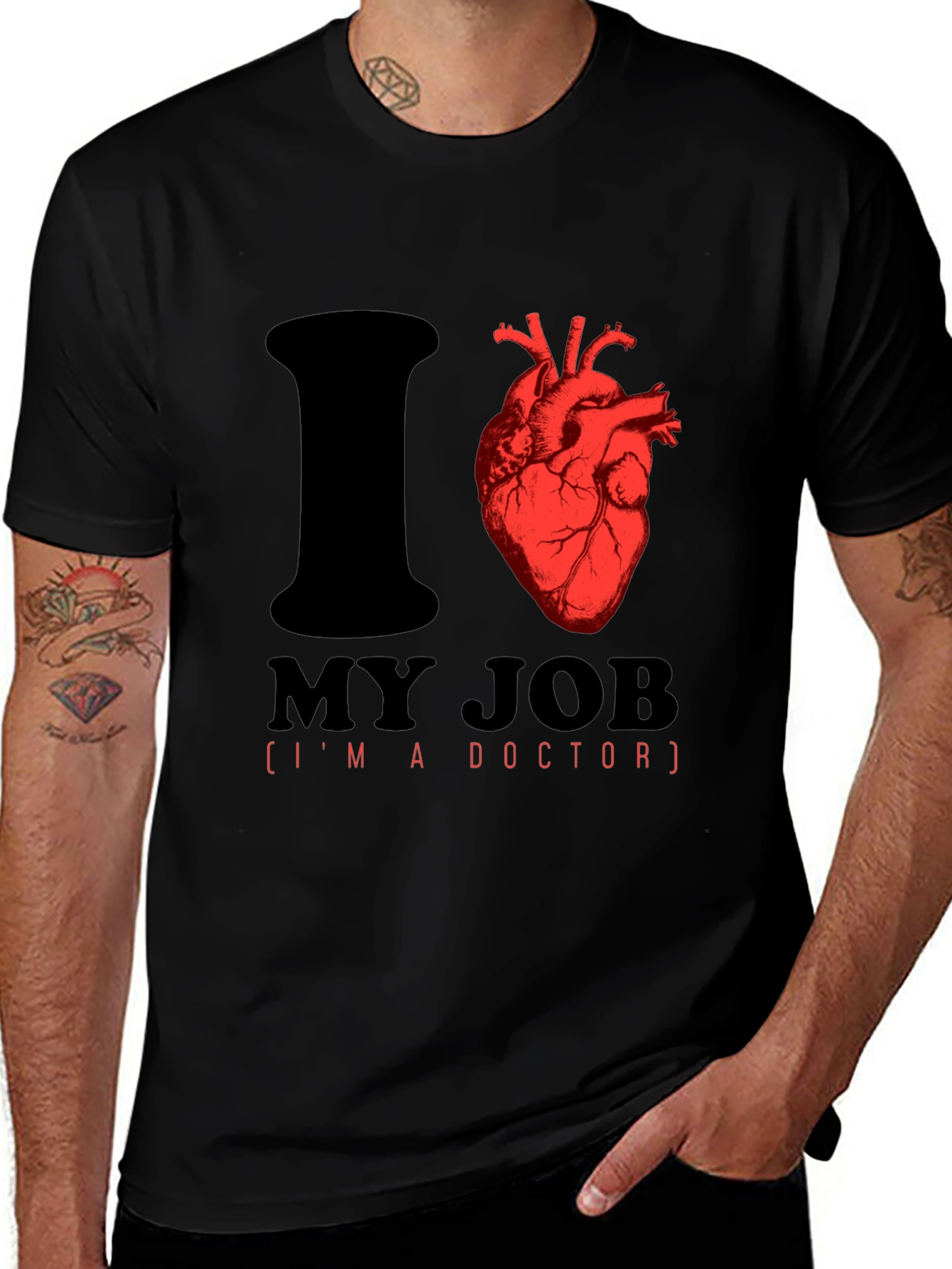 Variant 10 of I Heart My Job Doctor T-Shirt - Anatomical Heart Tee