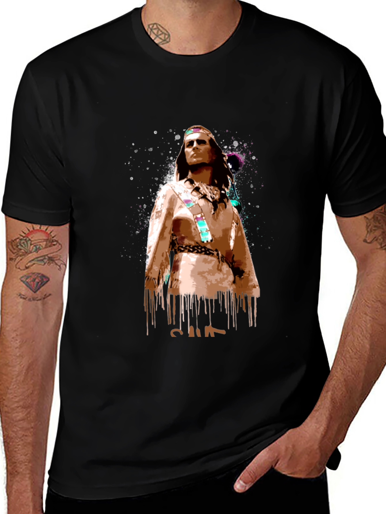 Native American T-Shirt: Artistic Warrior Design