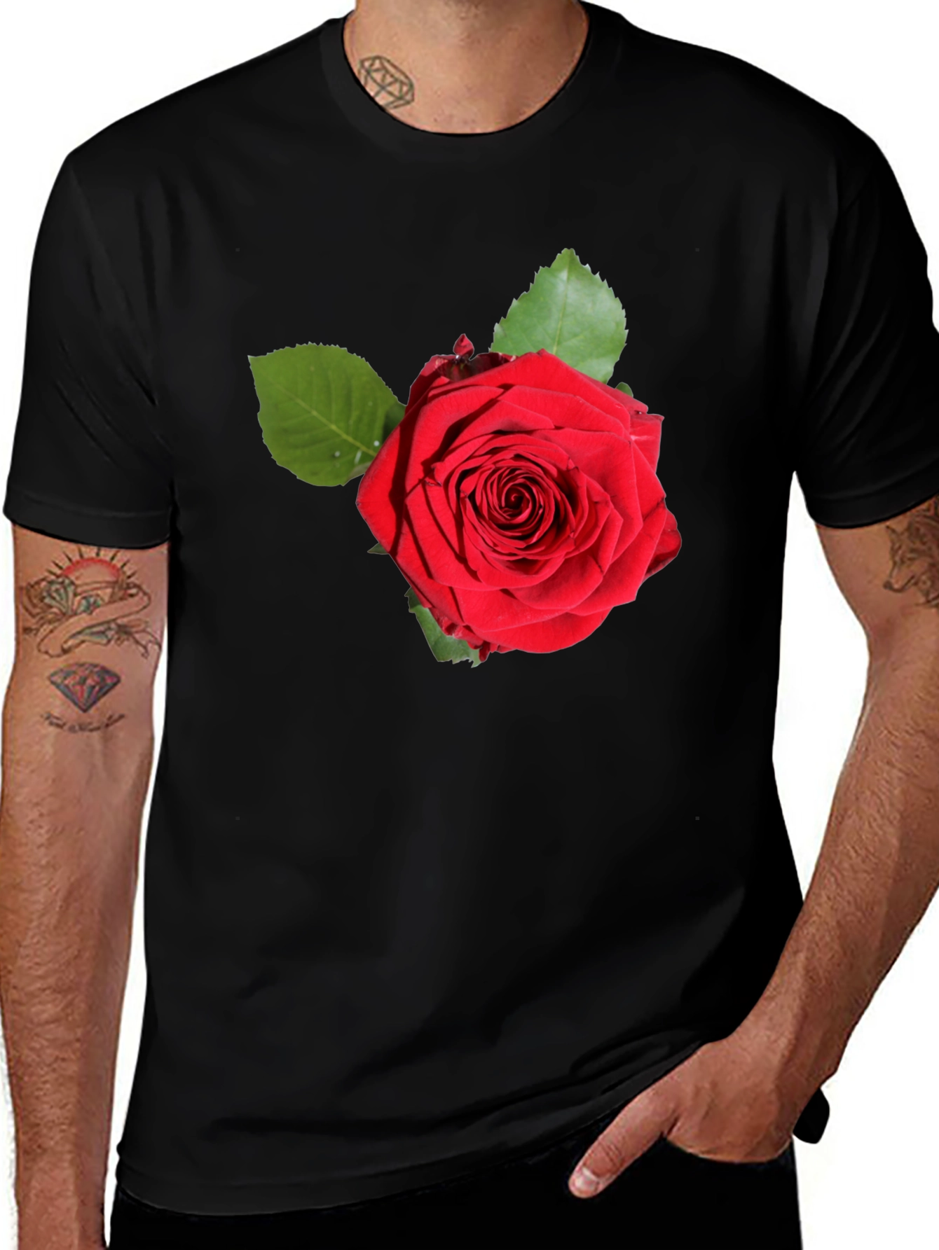 Variant 22 of Rose Graphic Black T-Shirt