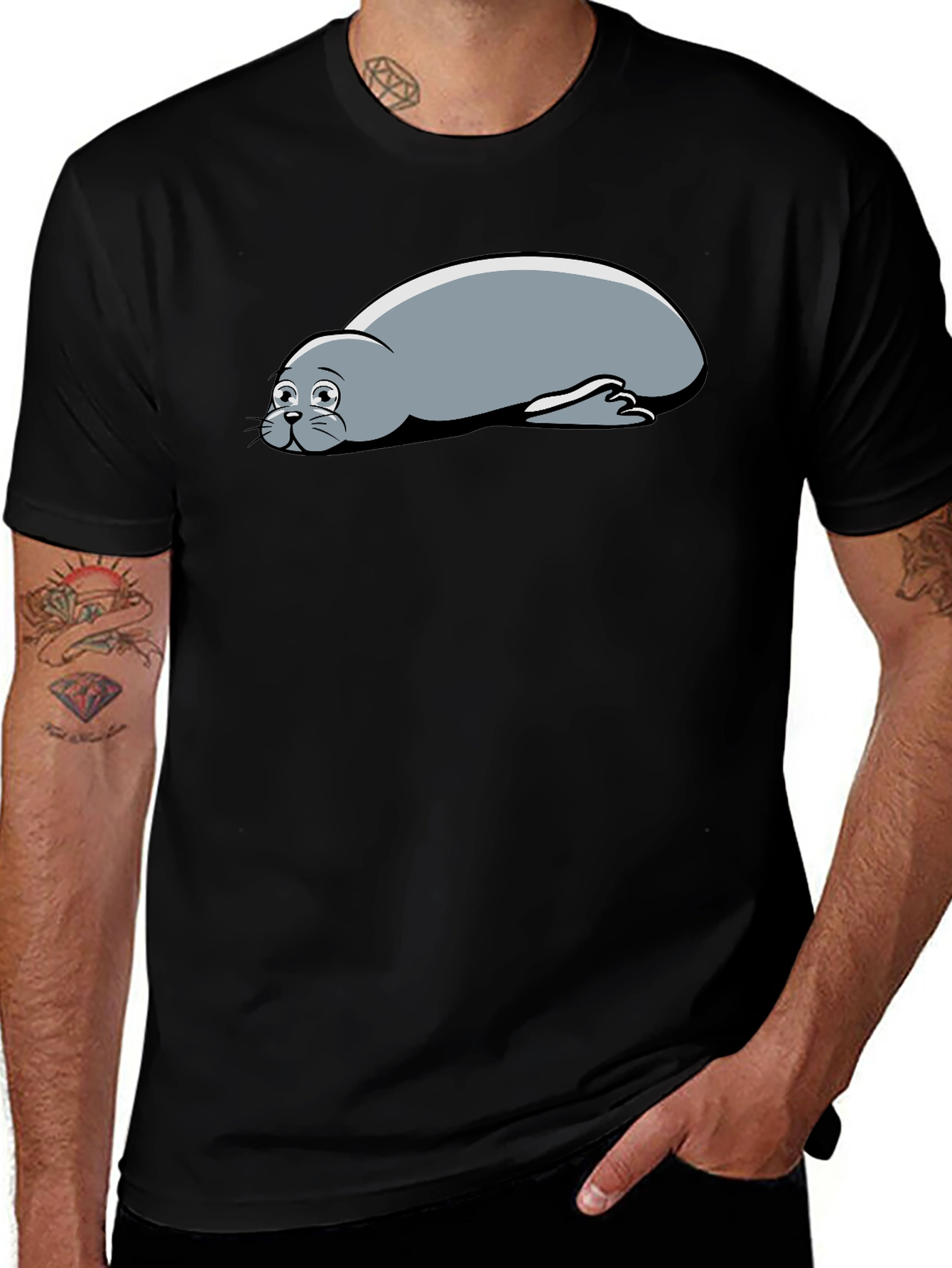 Variant 14 of Seal Graphic Black T-Shirt