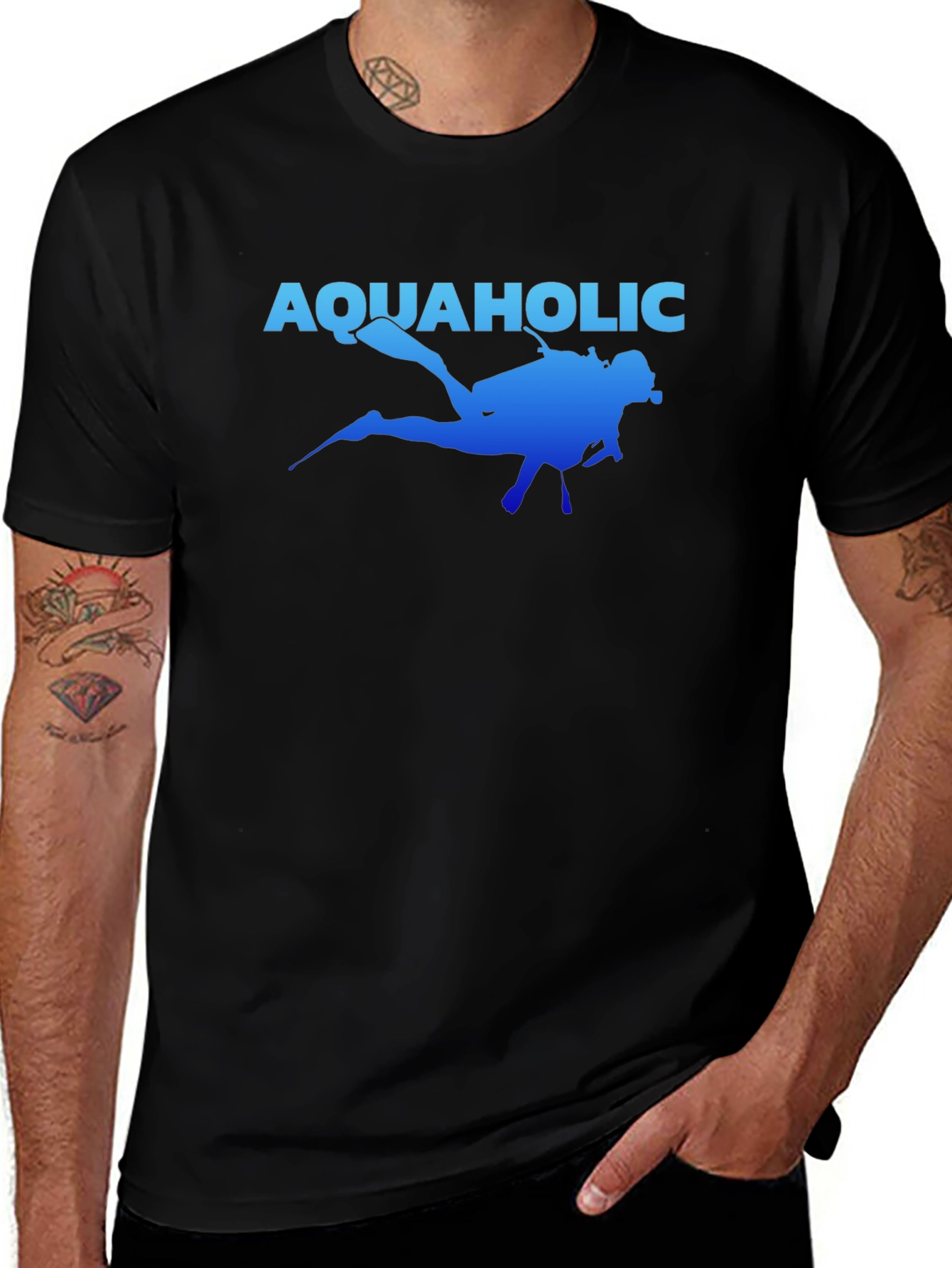 Aquaholic Scuba Diver Graphic T-Shirt