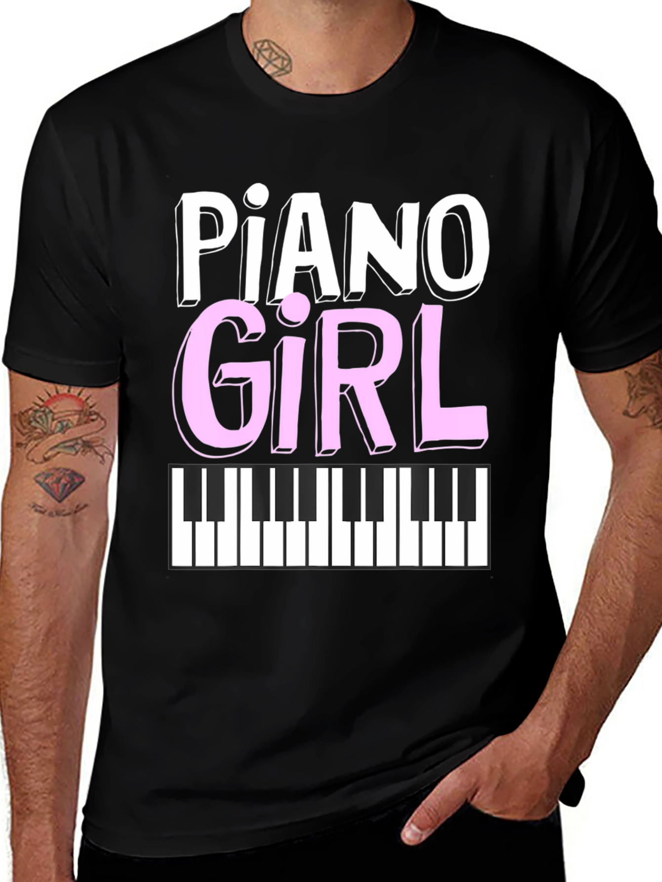 Variant 18 of Piano Girl Graphic Tee - Music Lover Shirt