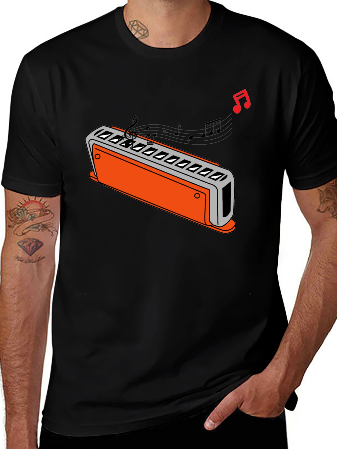 Variant 28 of Harmonica Music Notes Graphic T-Shirt