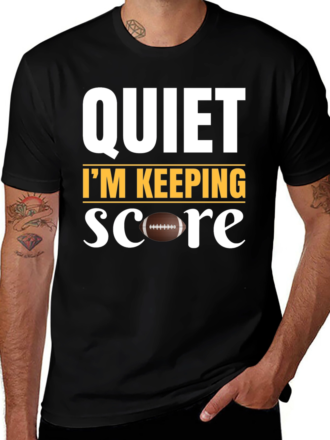 Variant 9 of Quiet I'm Keeping Score Football T-Shirt