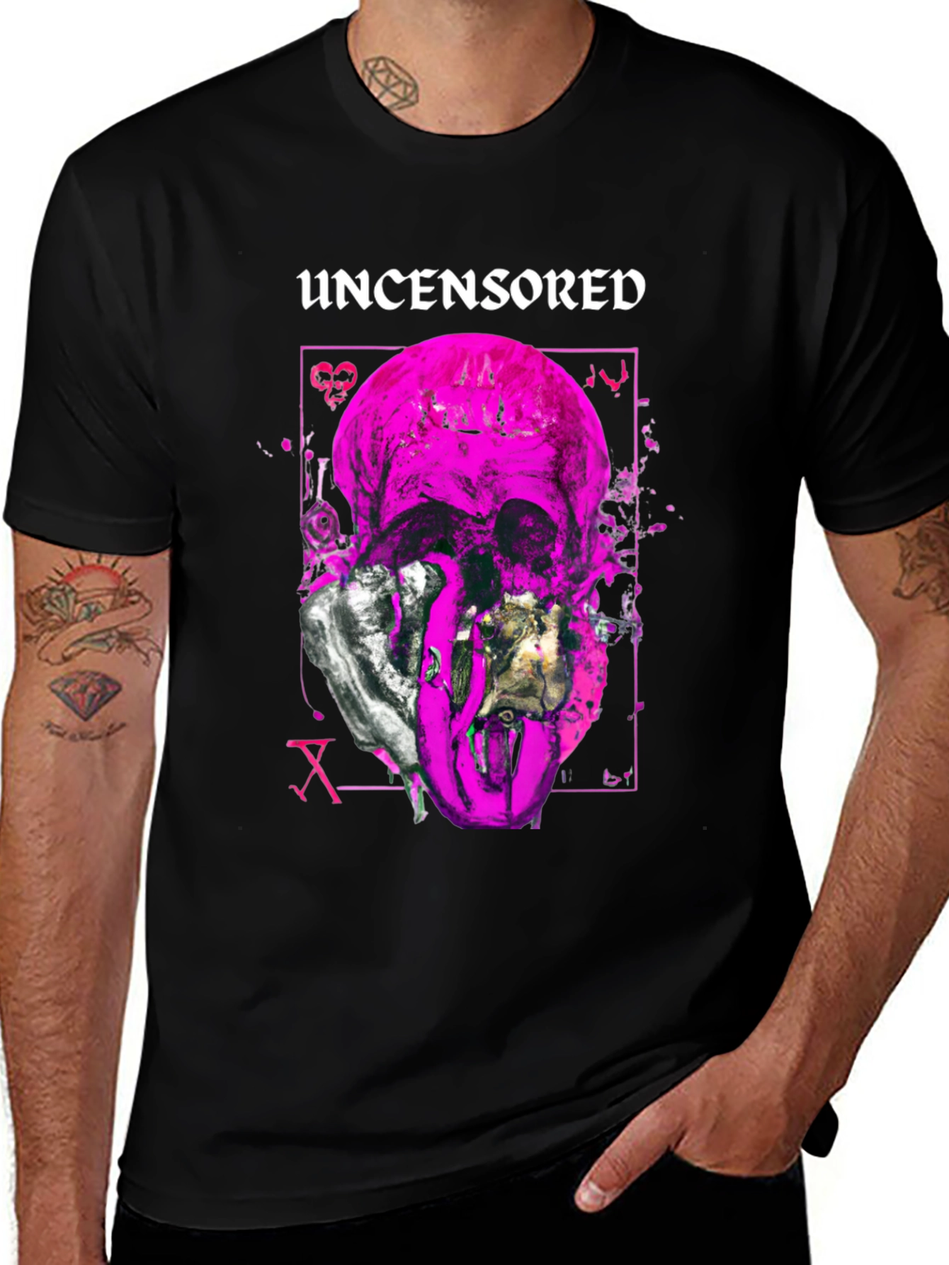 Variant 20 of Uncensored Skull Graphic Tee - Edgy Style