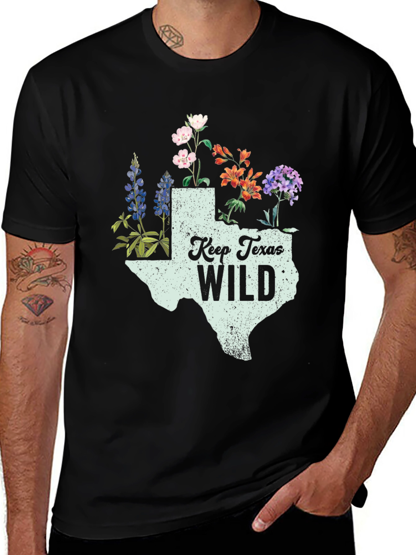 Variant 16 of Keep Texas Wild Floral Graphic T-Shirt