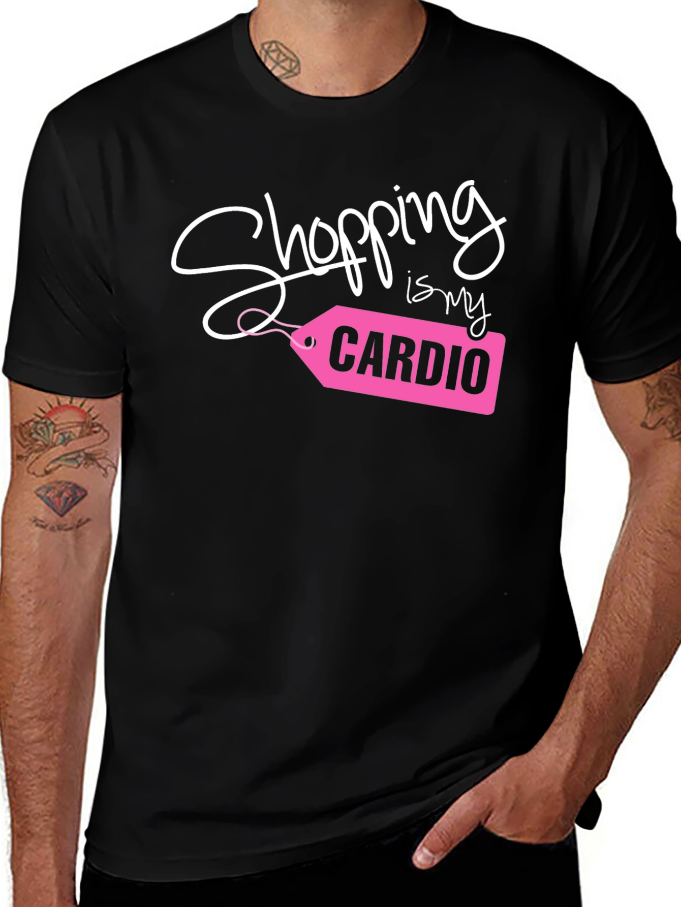 Variant 15 of Shopping is My Cardio Tee - Black Cotton Casual T-Shirt