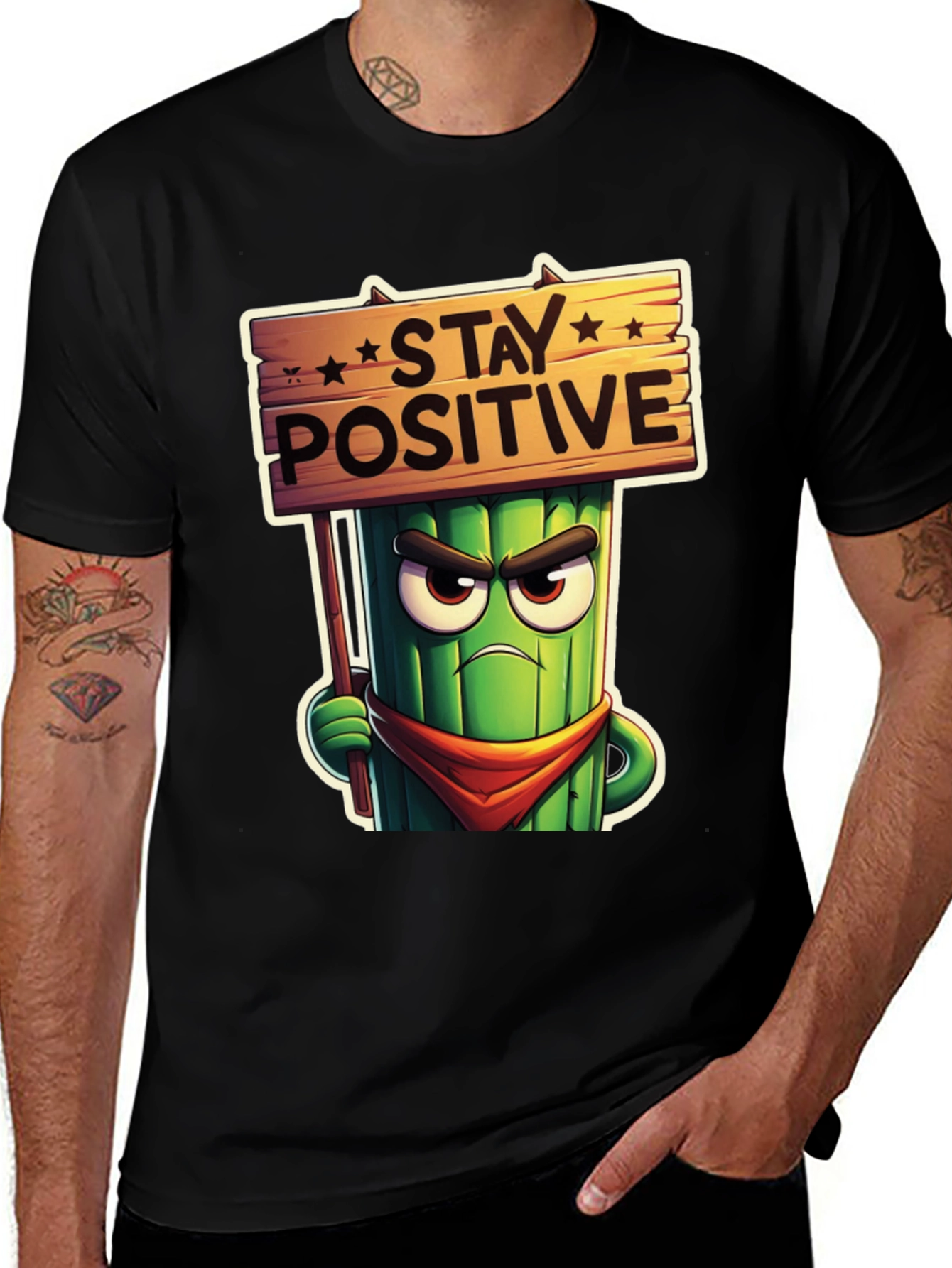 Variant 6 of Stay Positive Cartoon T-Shirt