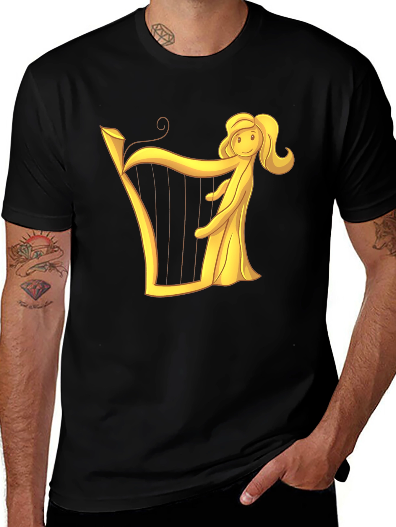 Variant 12 of Harp Woman Graphic Black T-Shirt