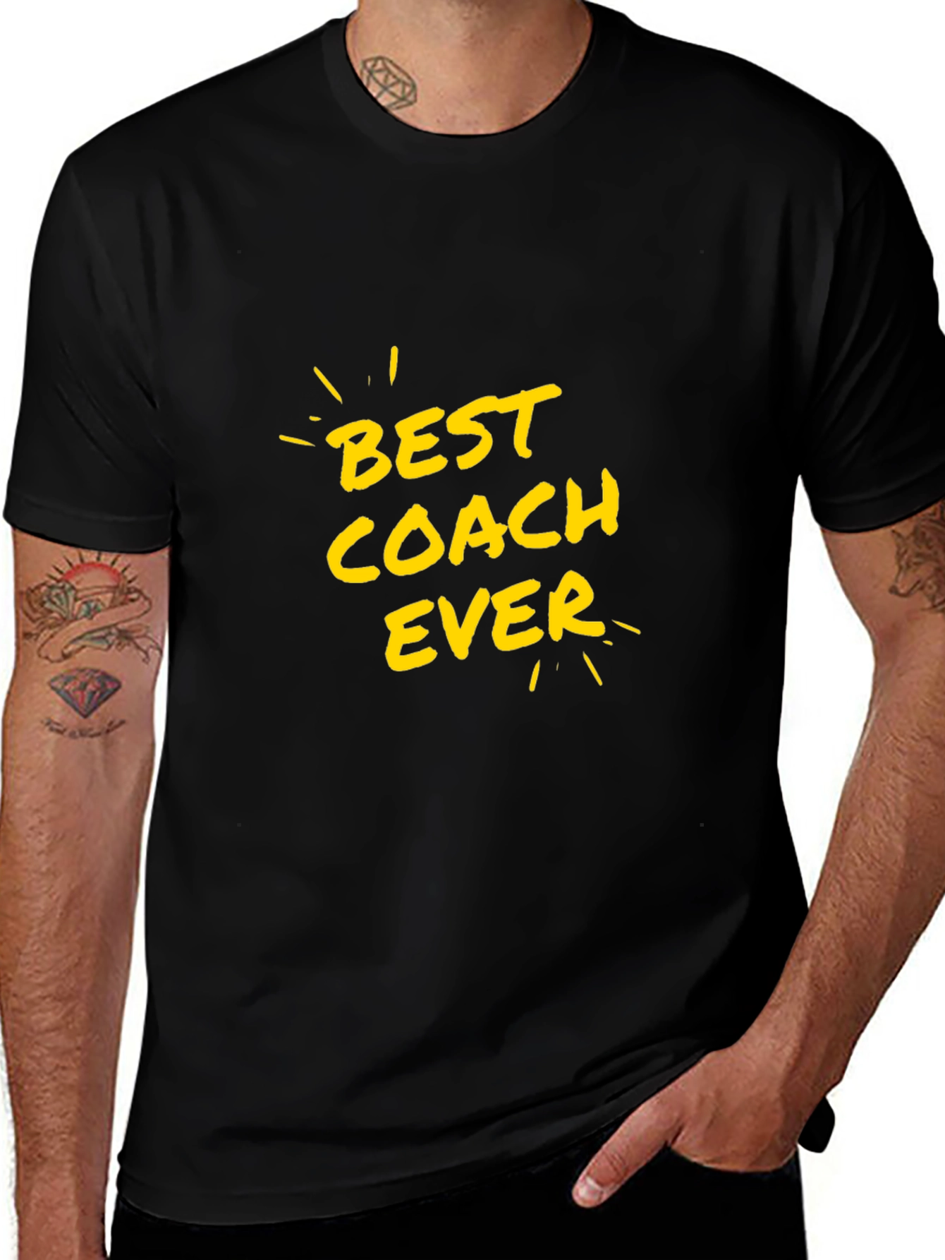 Variant 24 of Best Coach Ever T-Shirt, Black Crew Neck Tee