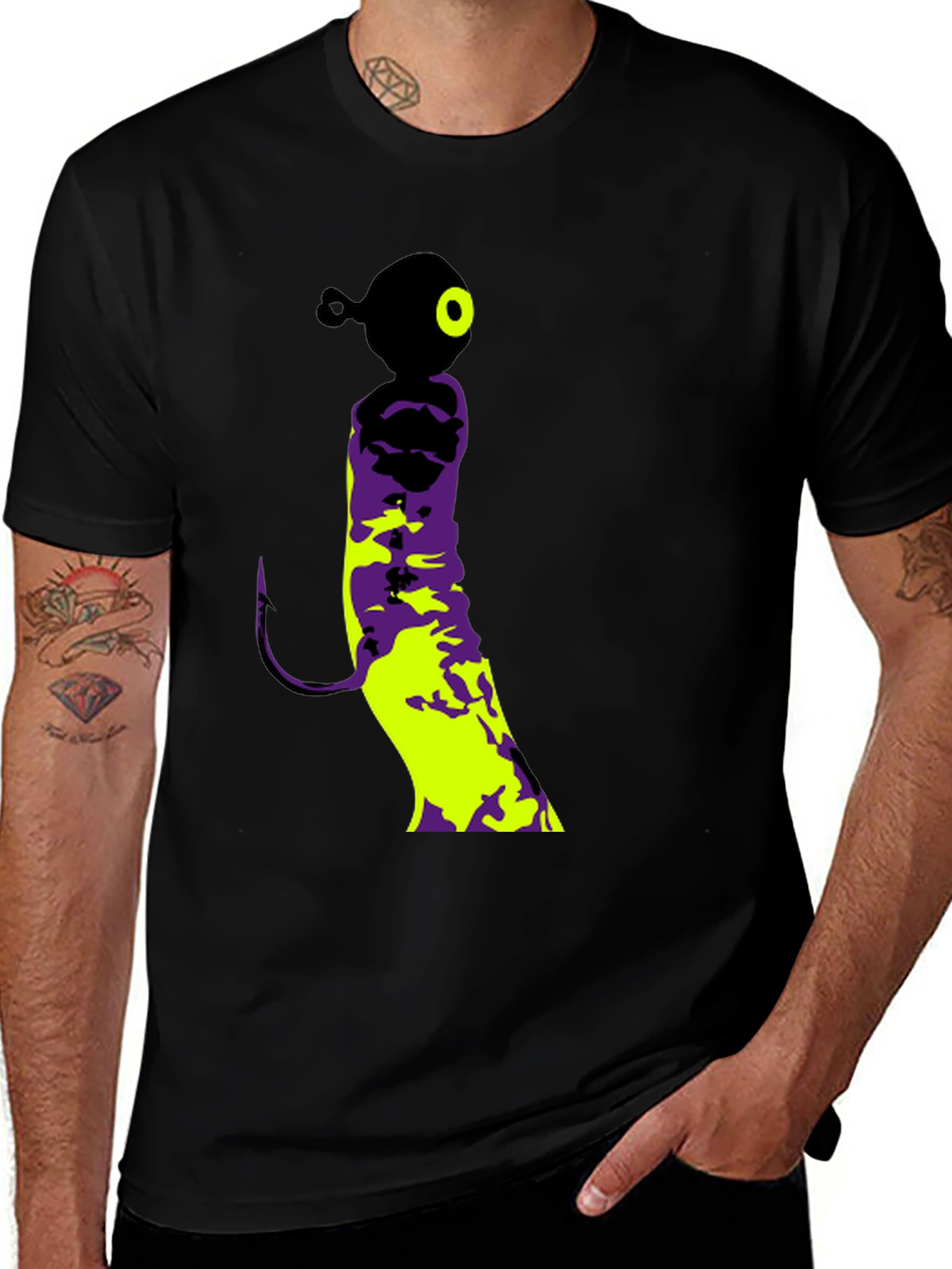 Variant 16 of Fishing Lure Graphic Tee - Black Cotton