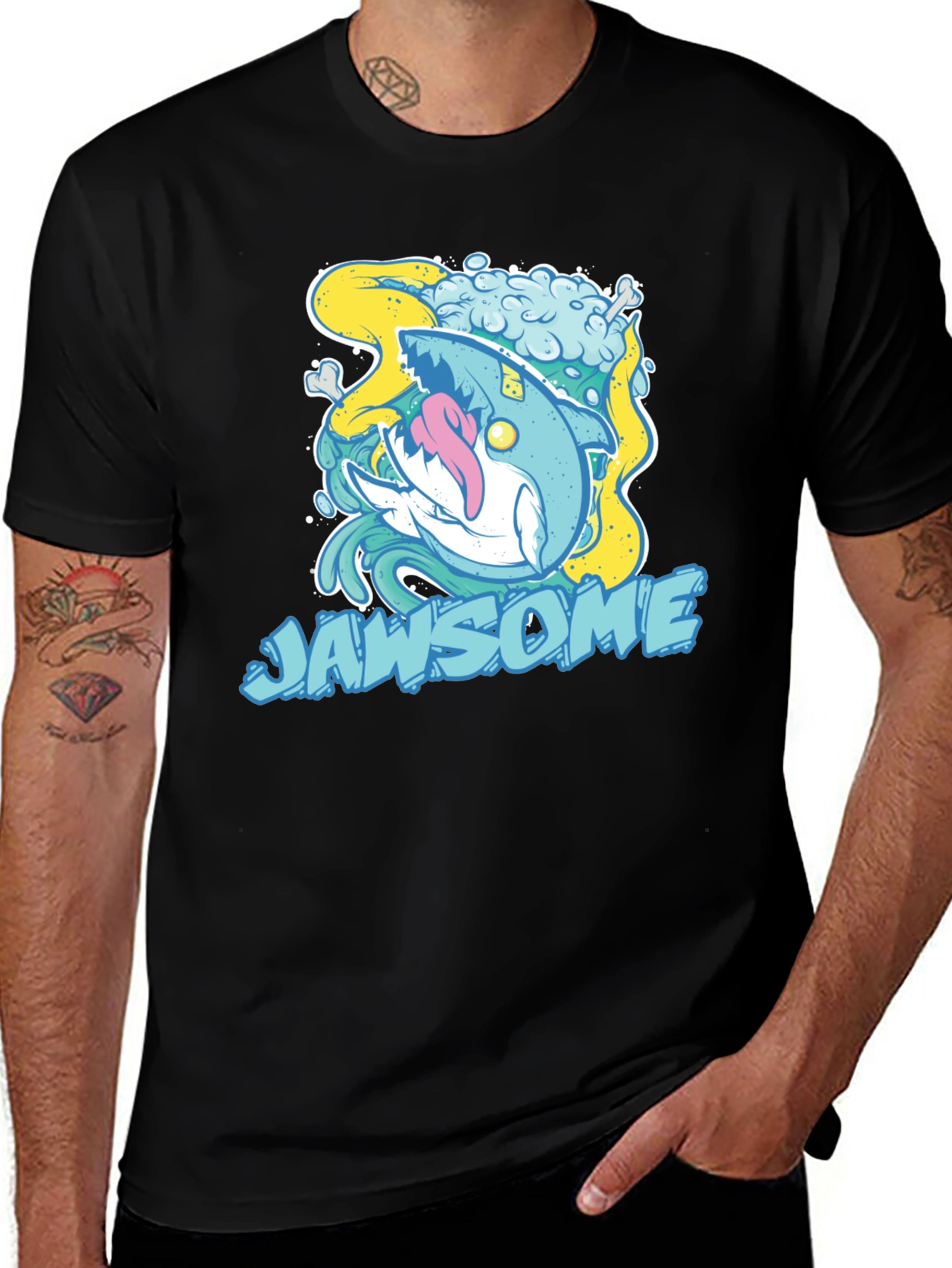 Variant 27 of Jawsome Shark Graphic T-Shirt - Unique Cartoon Design