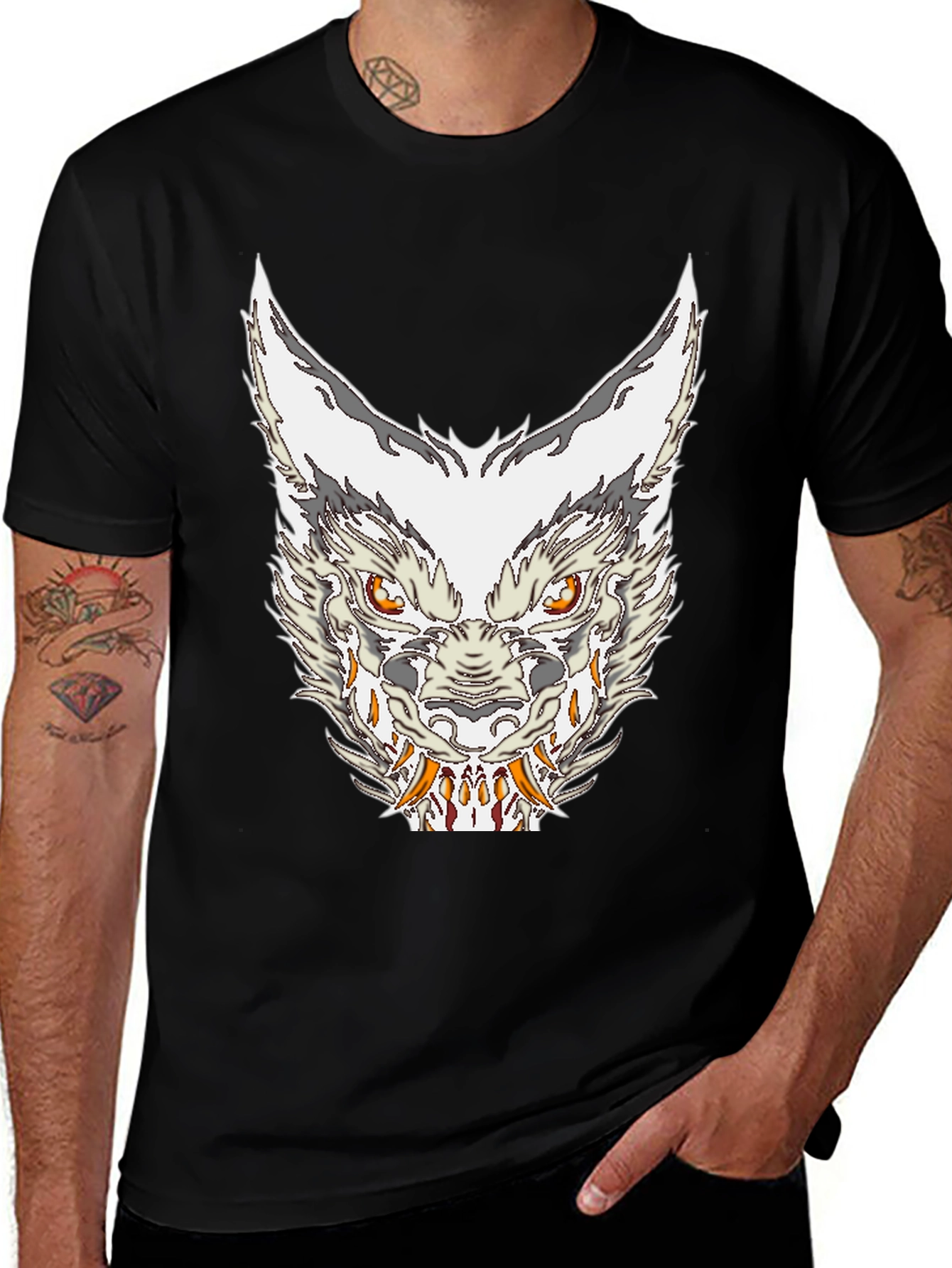 Variant 23 of Unique Wolf Graphic Black T-Shirt