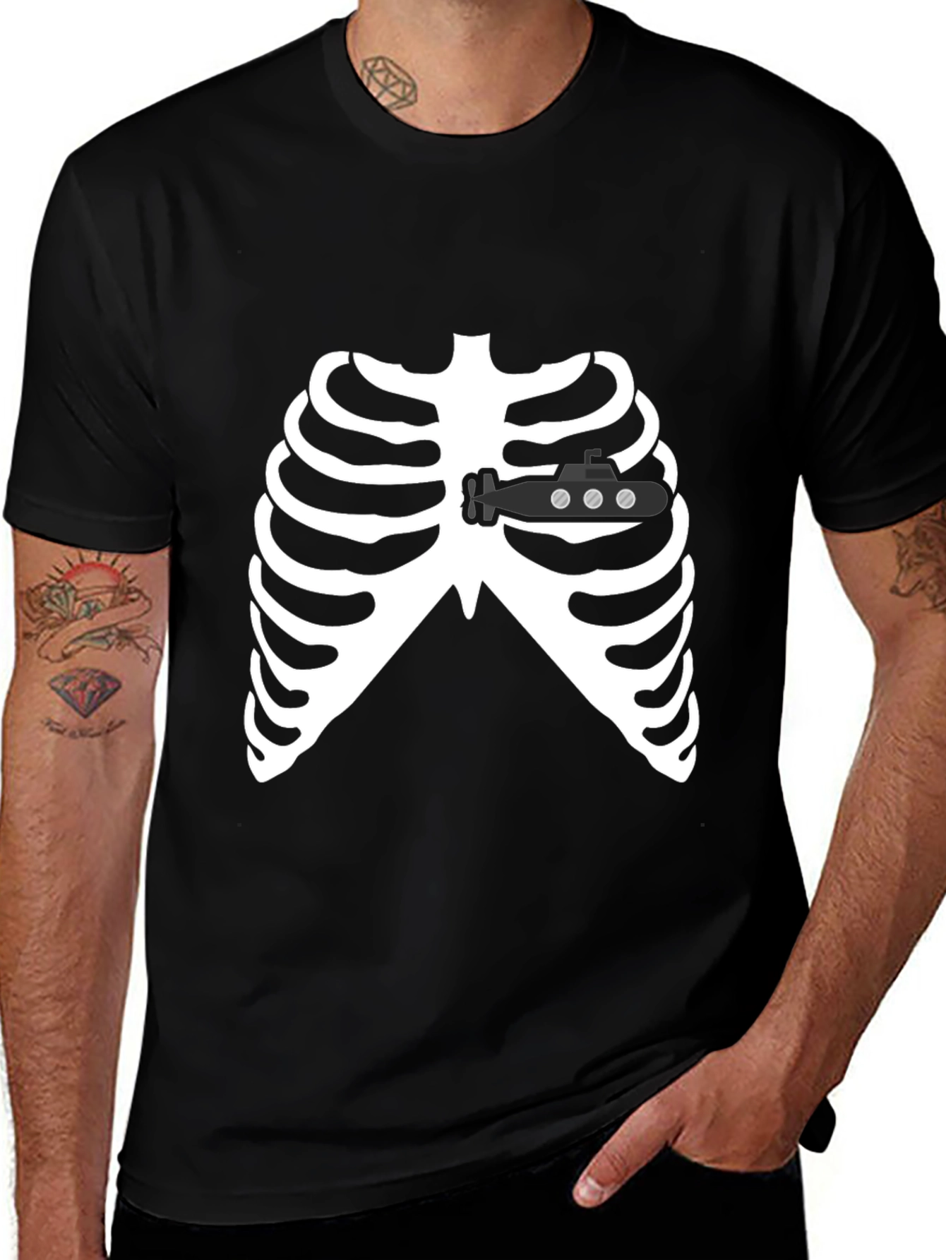 Variant 12 of Submarine Heart Skeleton T-Shirt