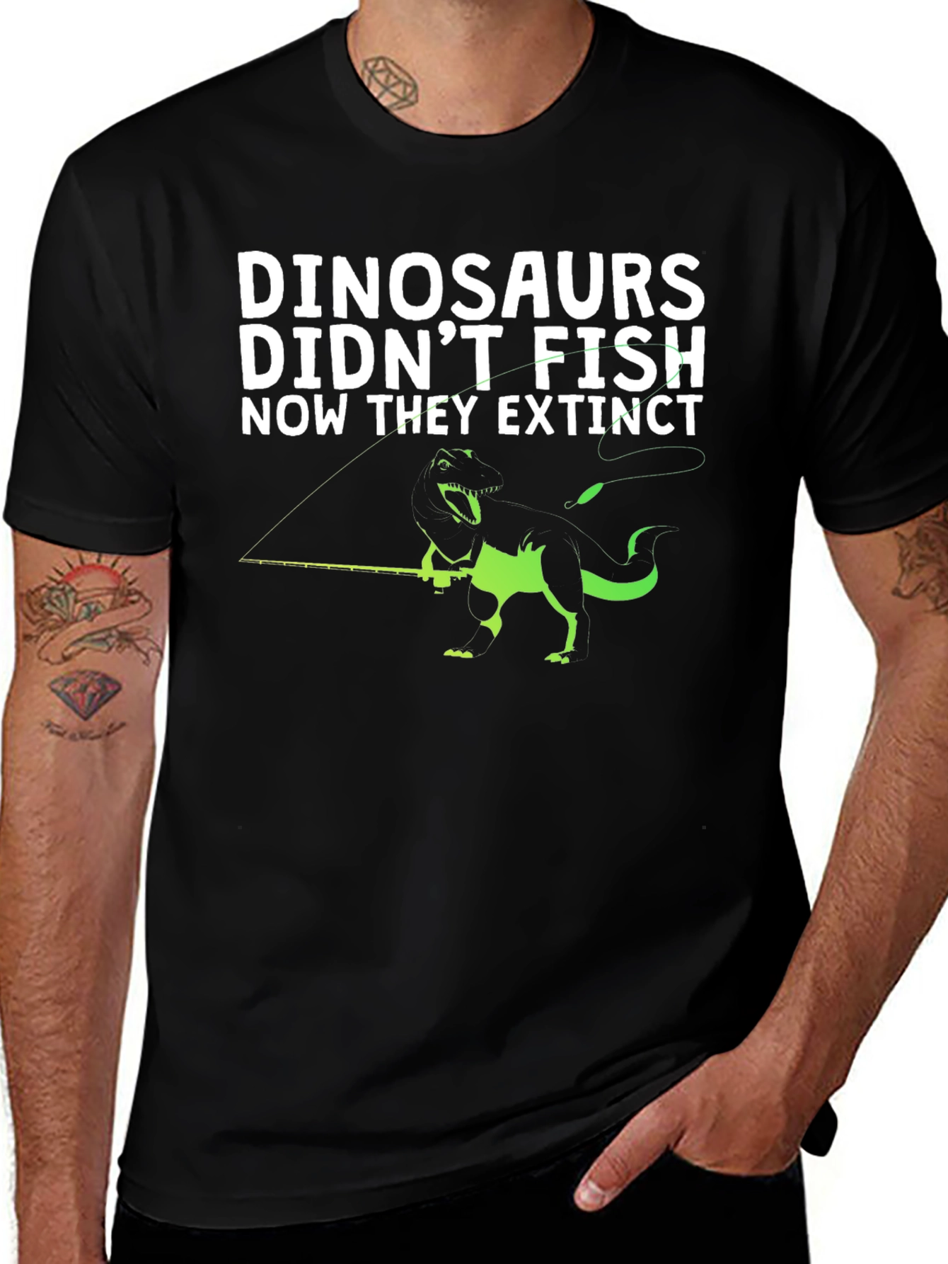 Variant 10 of Dinosaurs Didn't Fish T-Shirt