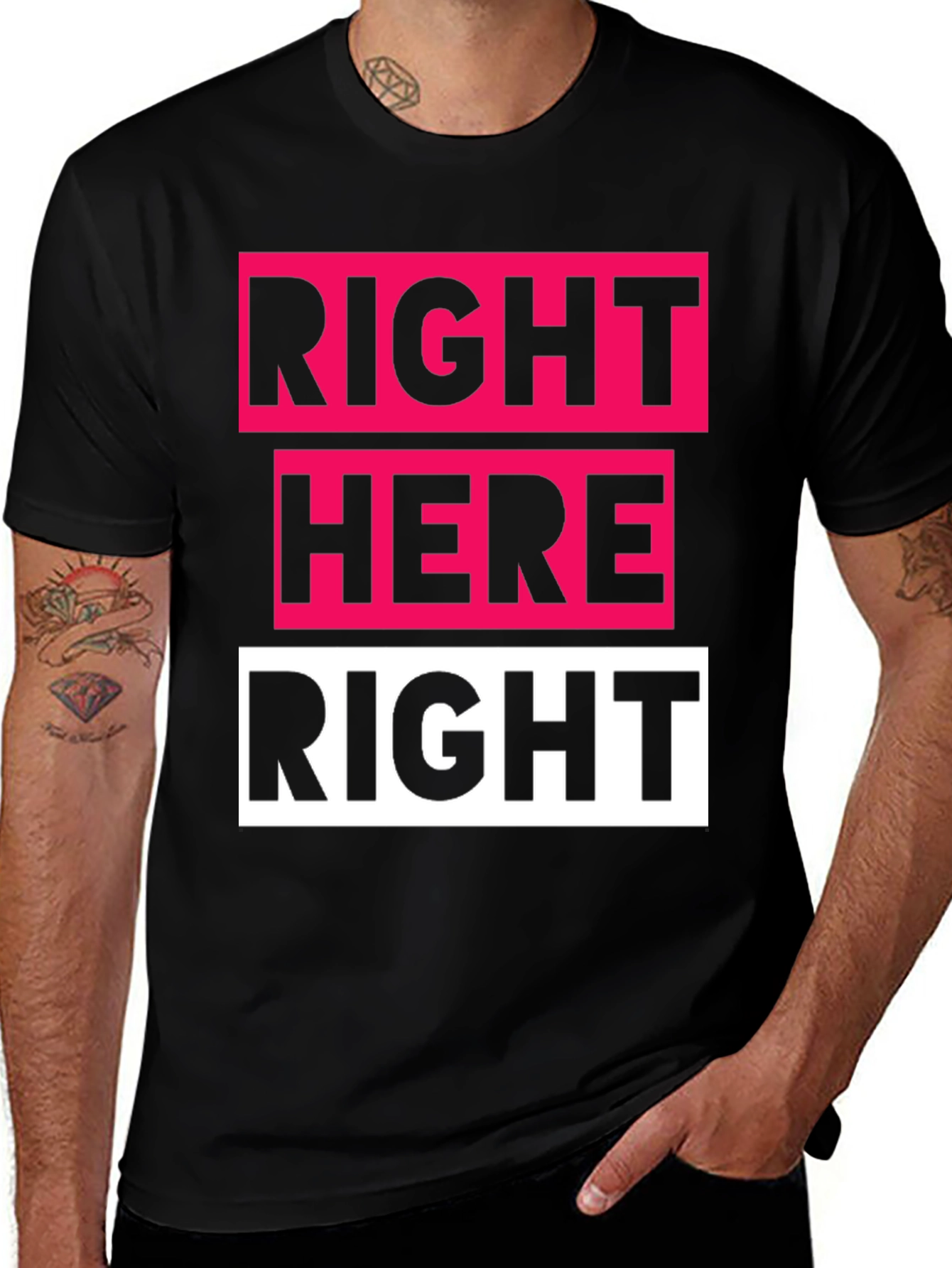 Variant 22 of Right Here Right Graphic Tee - Black Cotton T-Shirt