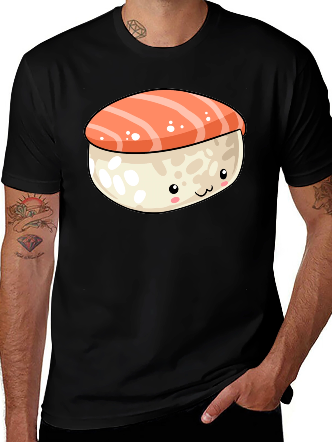 Variant 4 of Cute Sushi Graphic Tee - Black T-Shirt