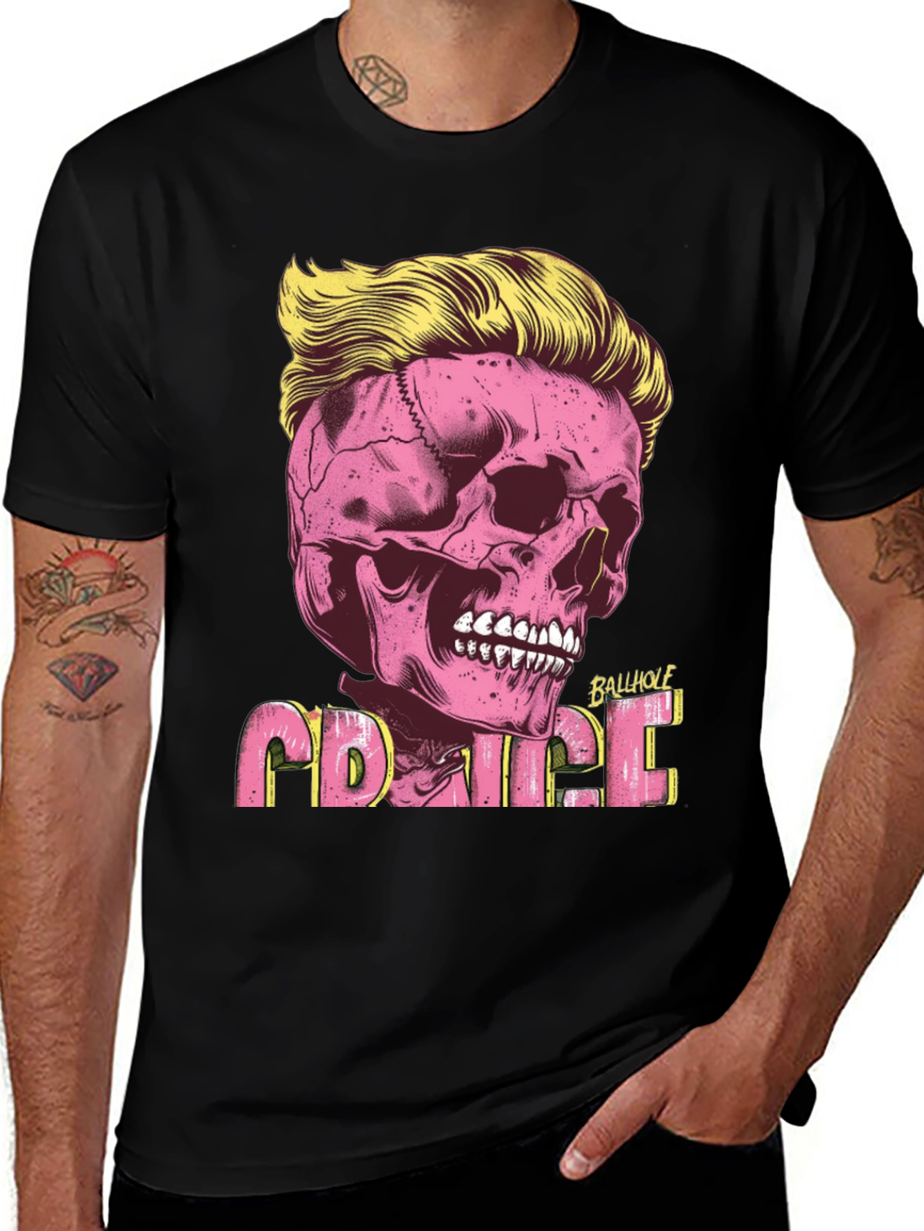 Variant 4 of Skull with Hair T-shirt