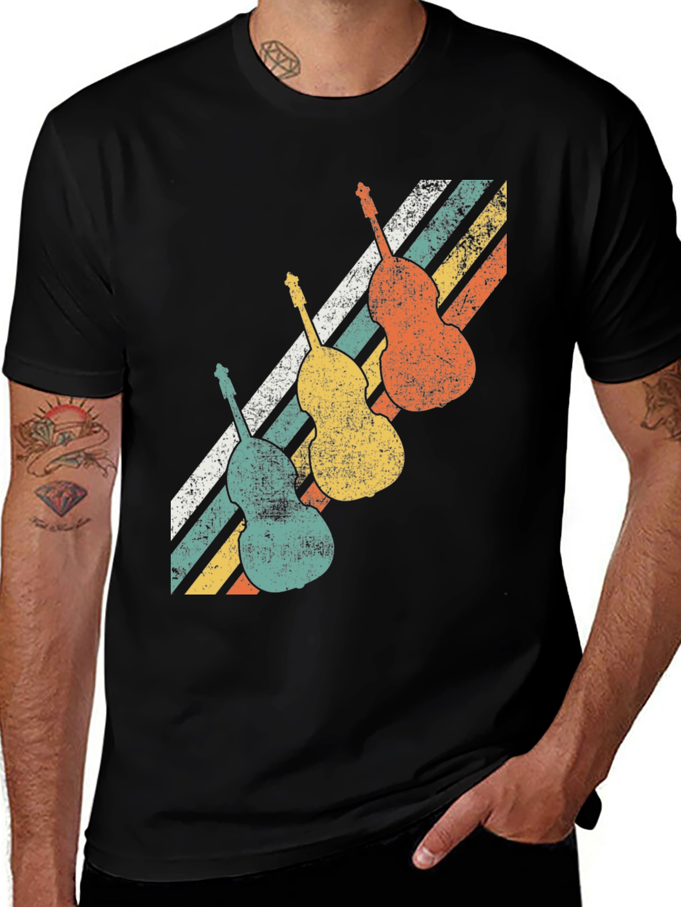 Variant 5 of Retro Vintage Guitar T-Shirt Music Lover Tee