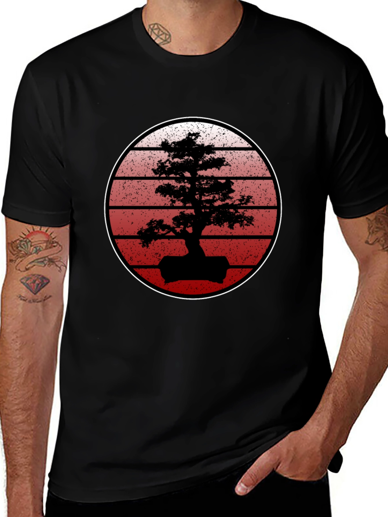 Variant 23 of Bonsai Sunset Black T-Shirt