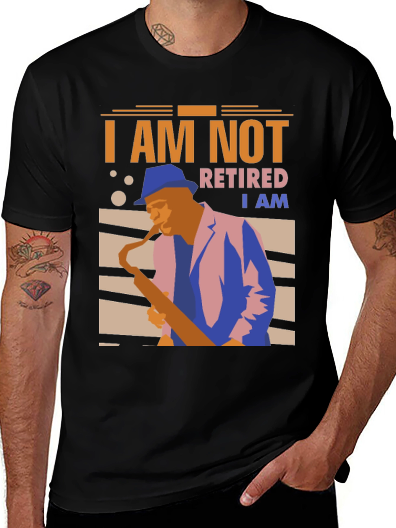 Black I Am Not Retired T-Shirt - Saxophone Player main image