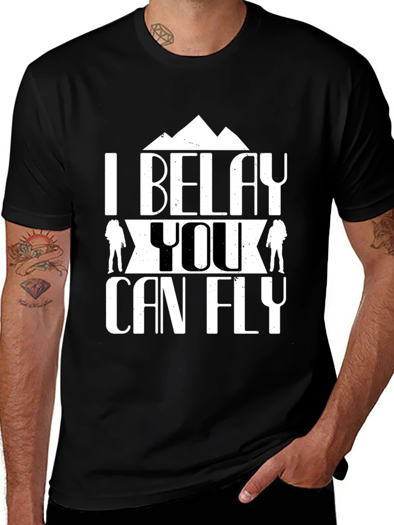 Variant 5 of I Belay You Can Fly Graphic Tee - Rock Climbing T-Shirt