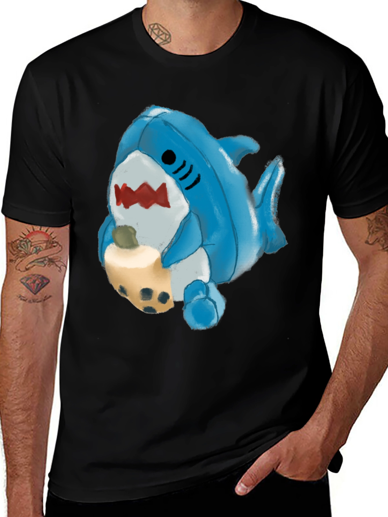 Variant 15 of Shark with Boba Tea Graphic Tee
