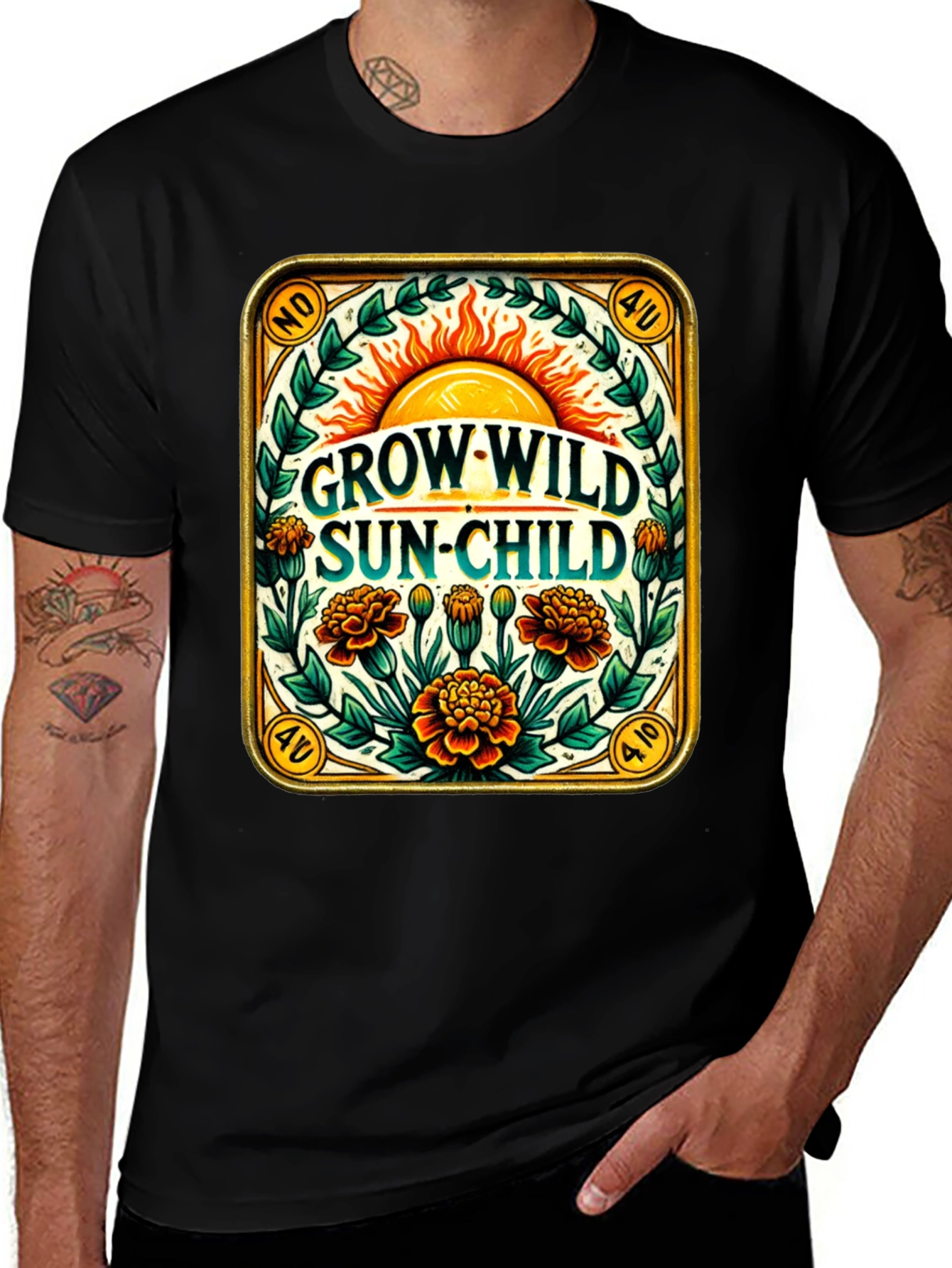 Variant 25 of Grow Wild Sun-Child Black T-Shirt