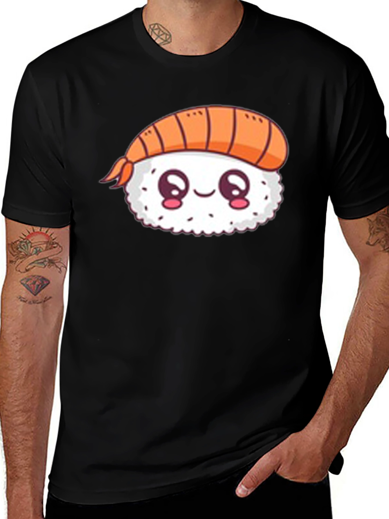 Variant 8 of Cute Sushi Graphic Black T-Shirt