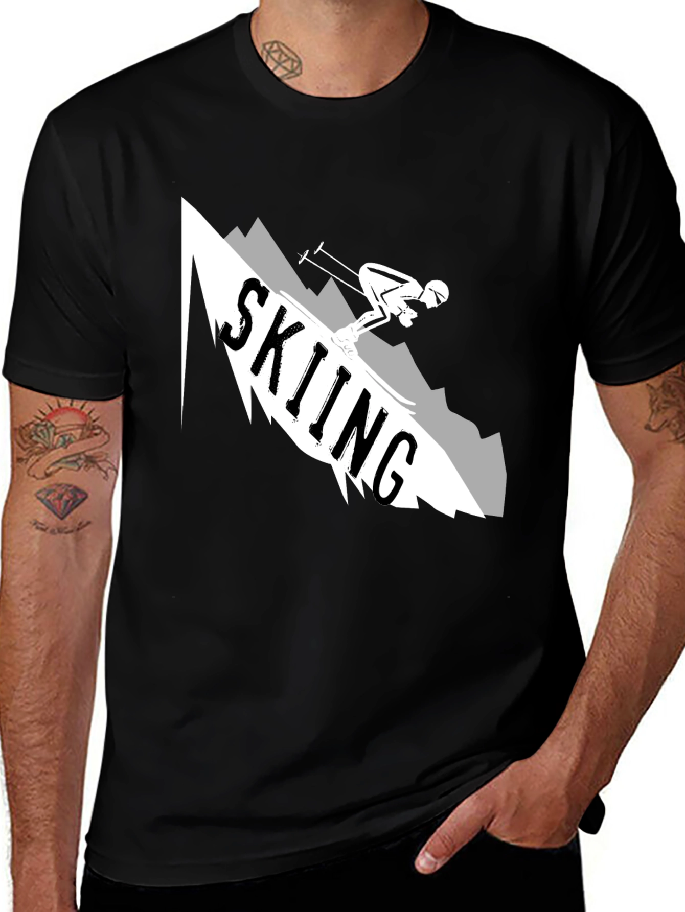 Variant 15 of Skiing Graphic T-Shirt: Mountain Adventure Tee