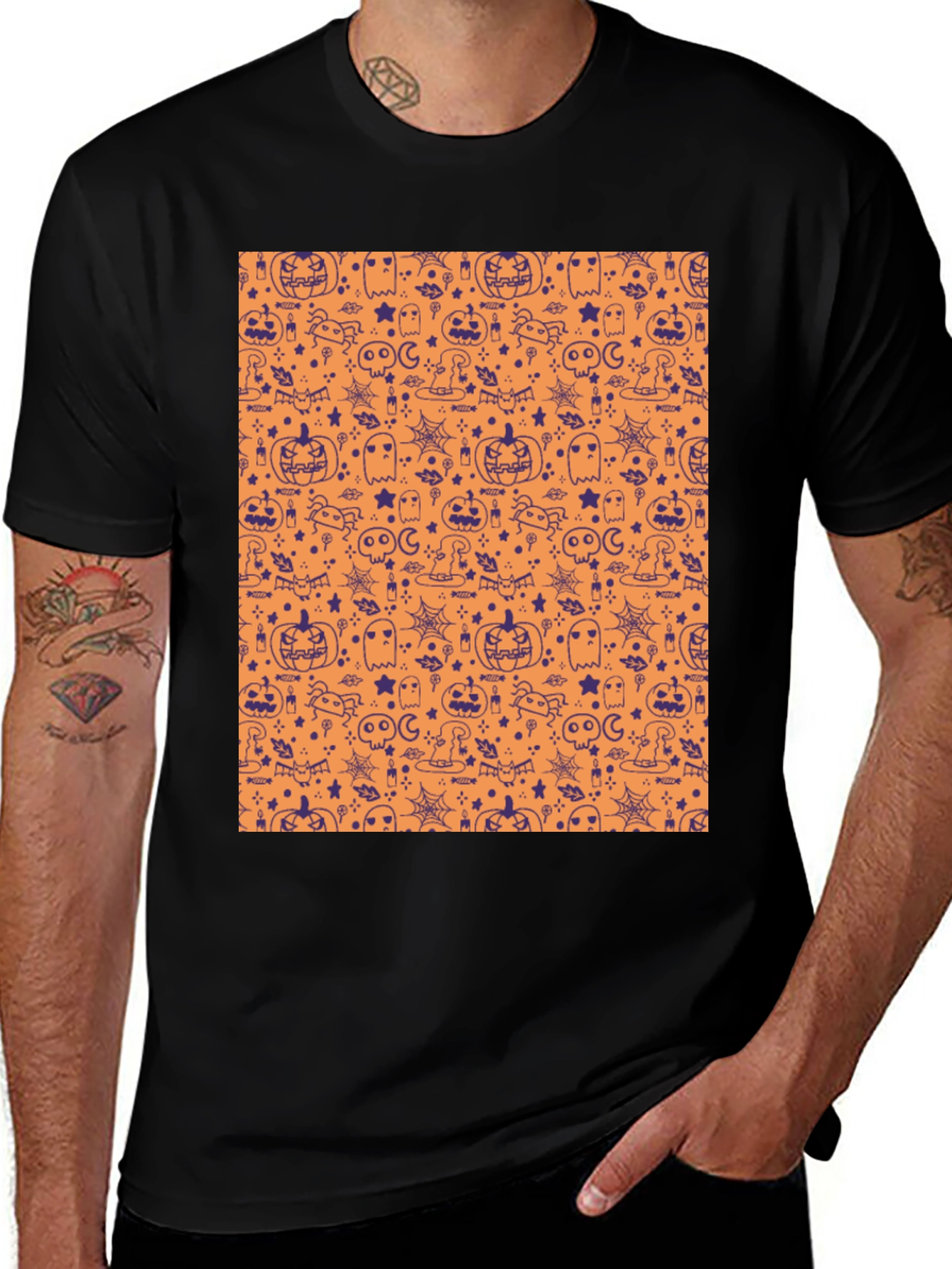 Halloween Pattern T-Shirt - Spooky Season Tee