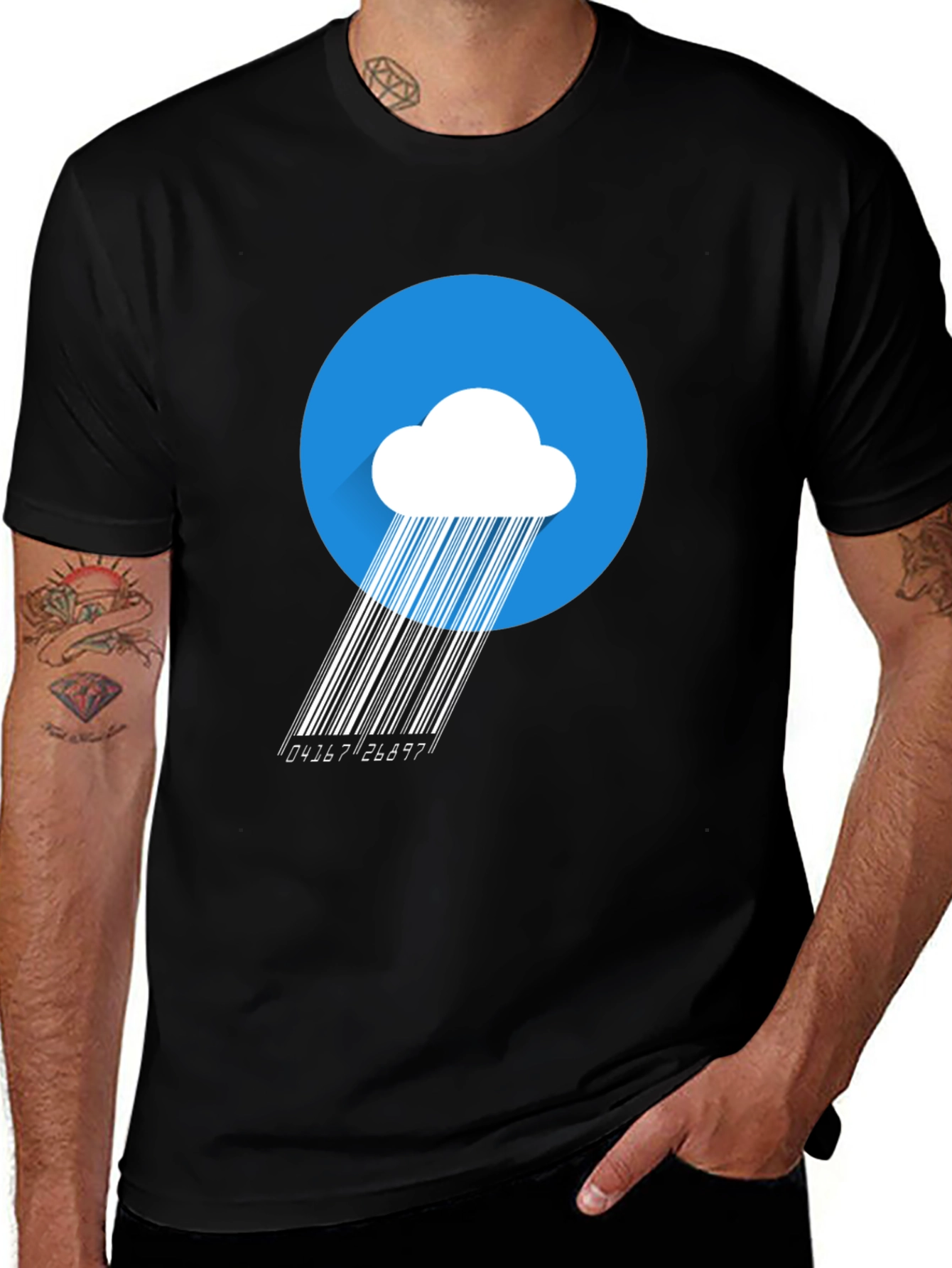 Variant 11 of Modern Barcode Rain Cloud Graphic T-Shirt