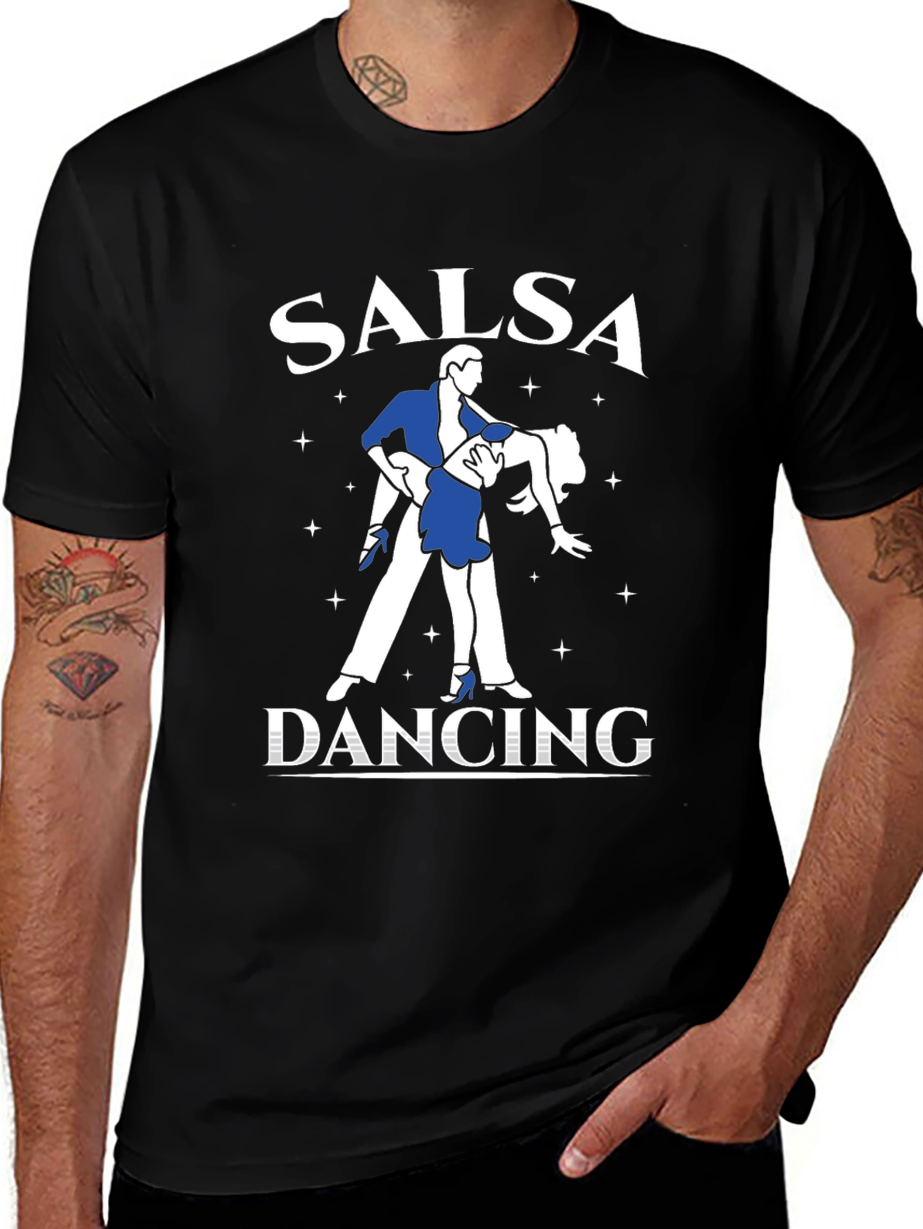Variant 14 of Salsa Dancing Graphic Tee - Black Cotton T-Shirt