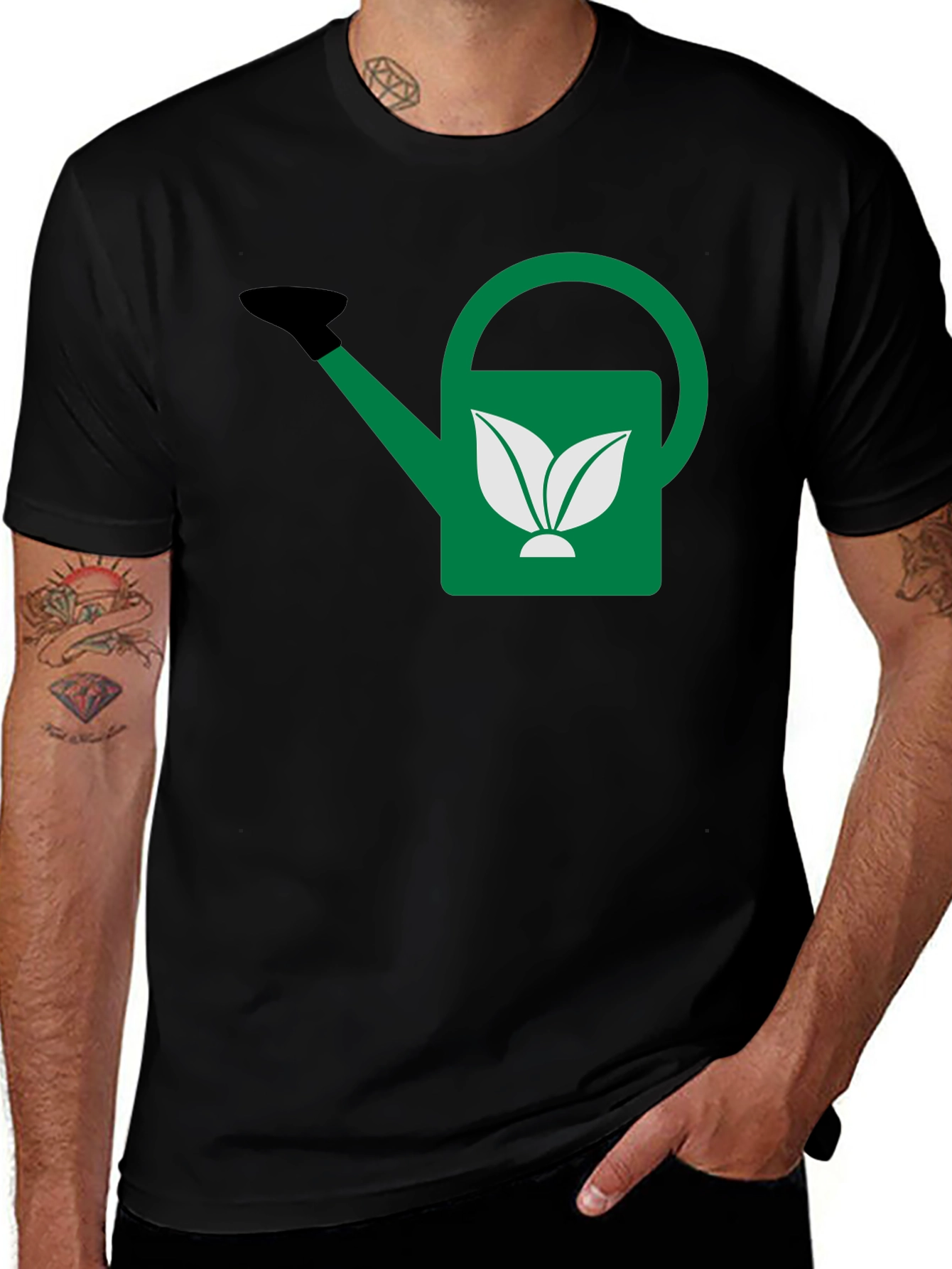 Variant 21 of Gardening T-Shirt: Green Watering Can Design