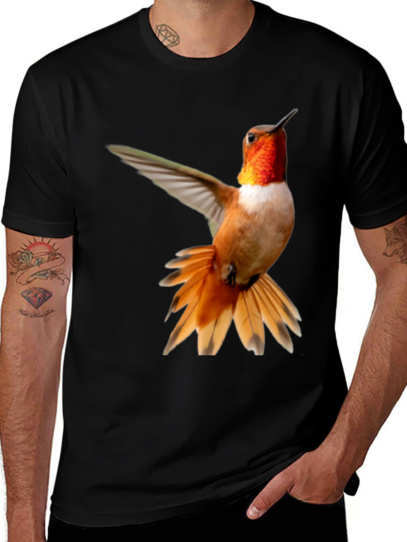 Variant 10 of Hummingbird Graphic Tee - Black Cotton Blend