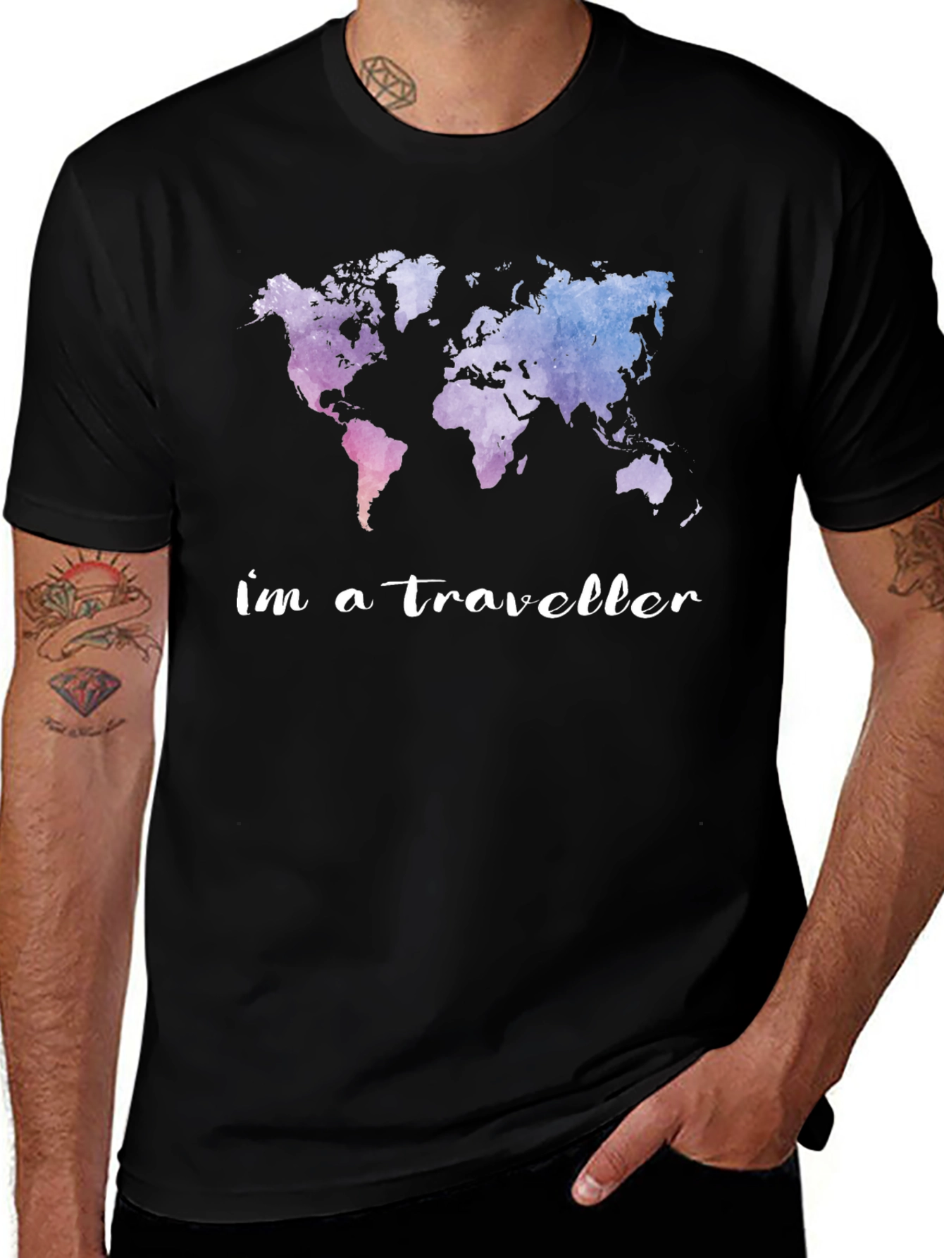 Variant 19 of World Map "I'm a Traveller" Graphic Tee