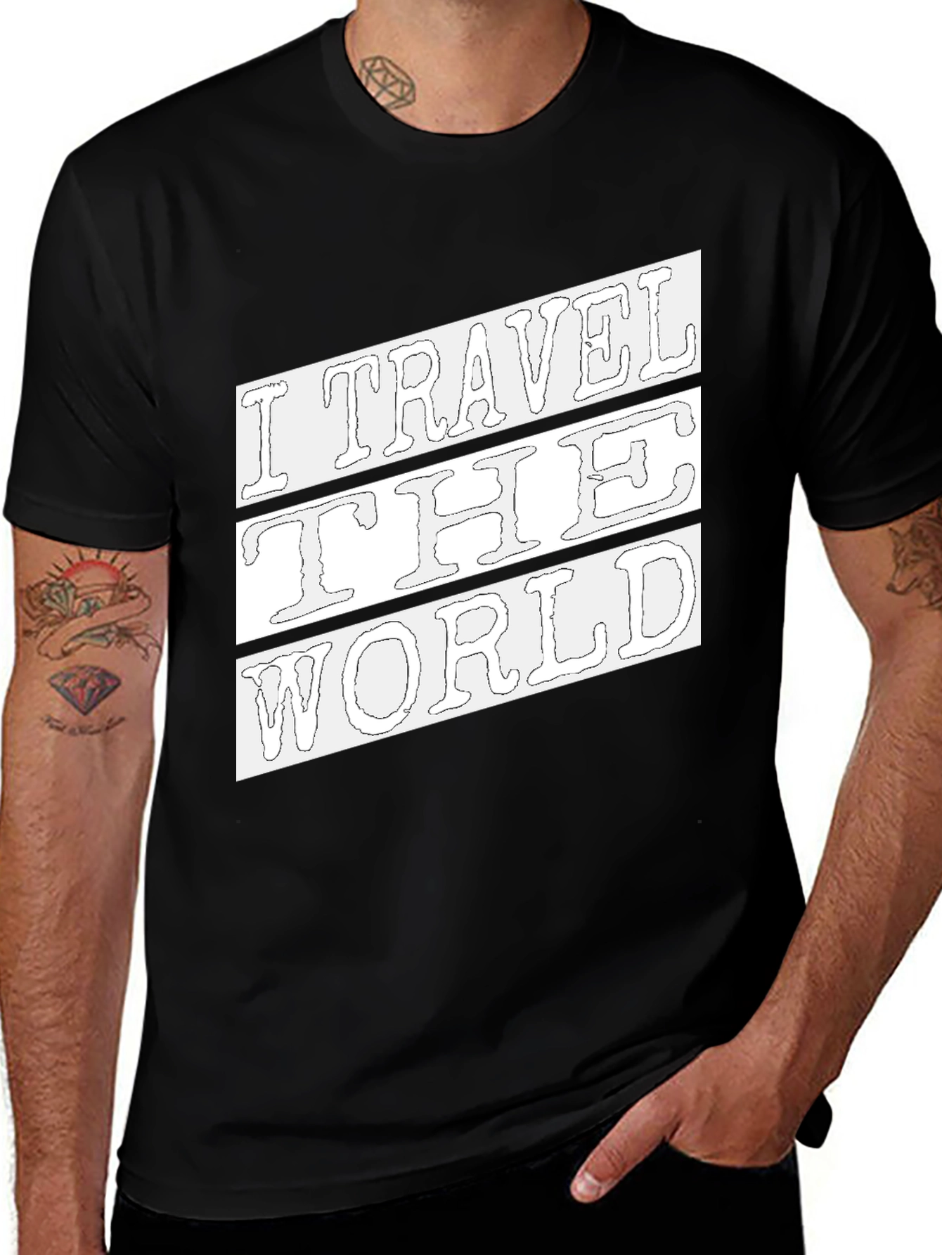 Variant 30 of I Travel the World Black Graphic Tee