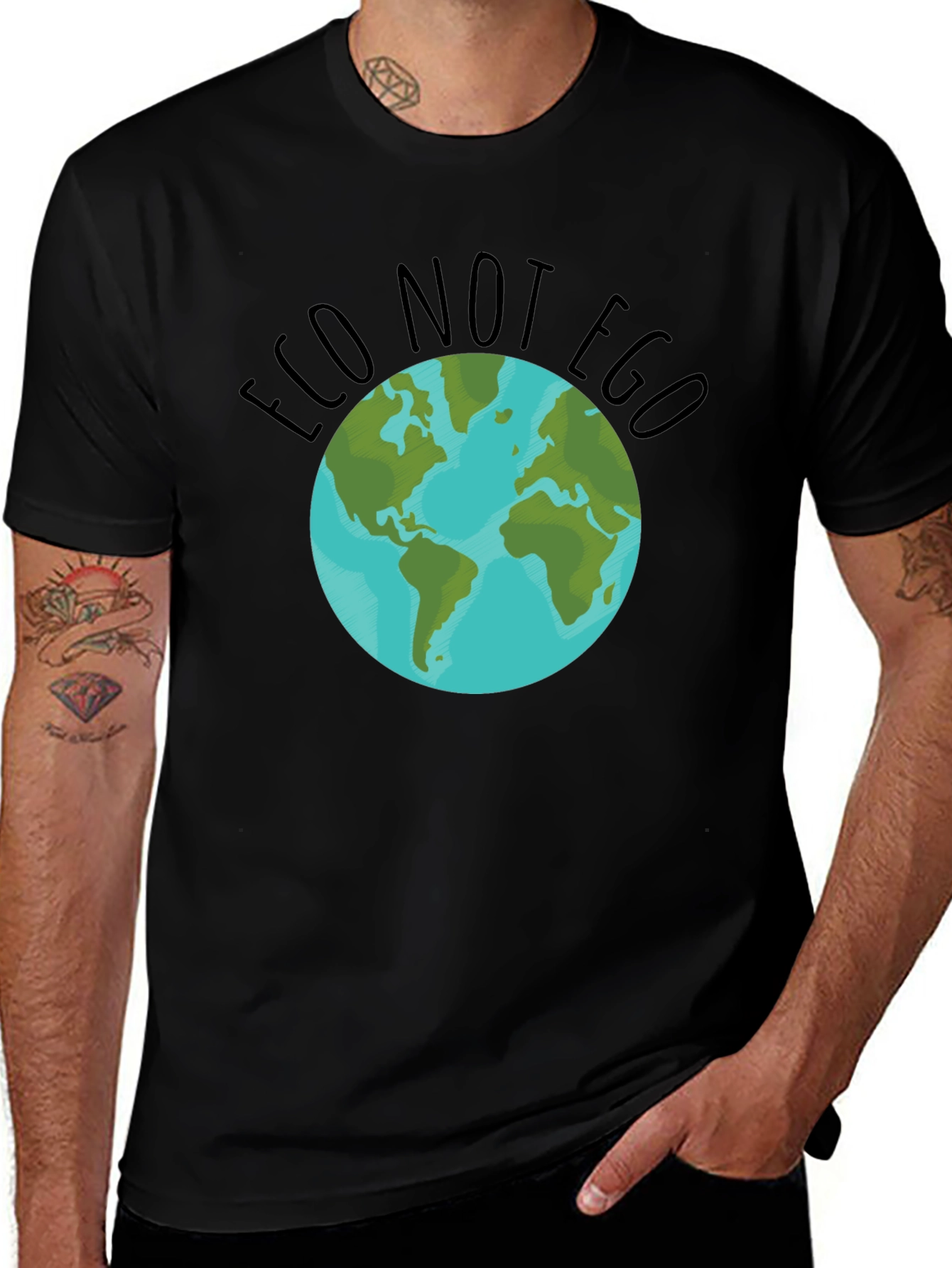 Variant 24 of Eco Not Ego Earth Graphic Tee - Black