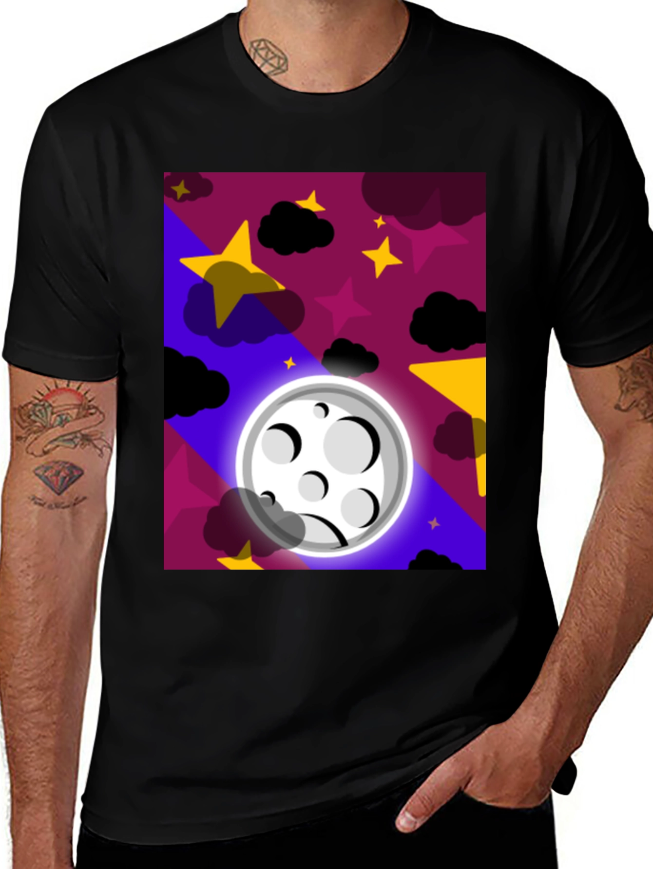 Variant 3 of Celestial Dreams T-Shirt - Starry Night Moon Design