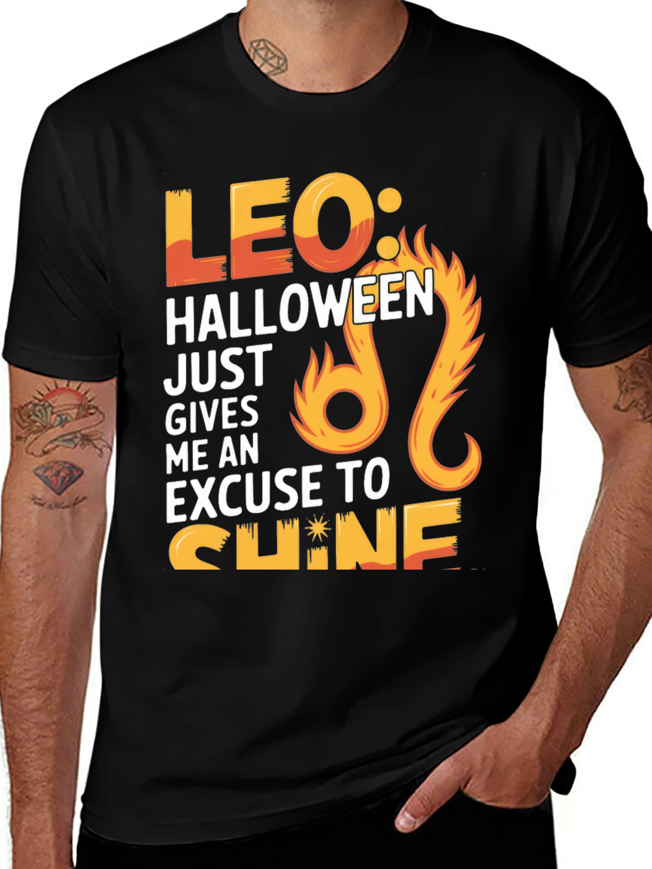 Leo Halloween Shine Graphic Tee - Black T-Shirt