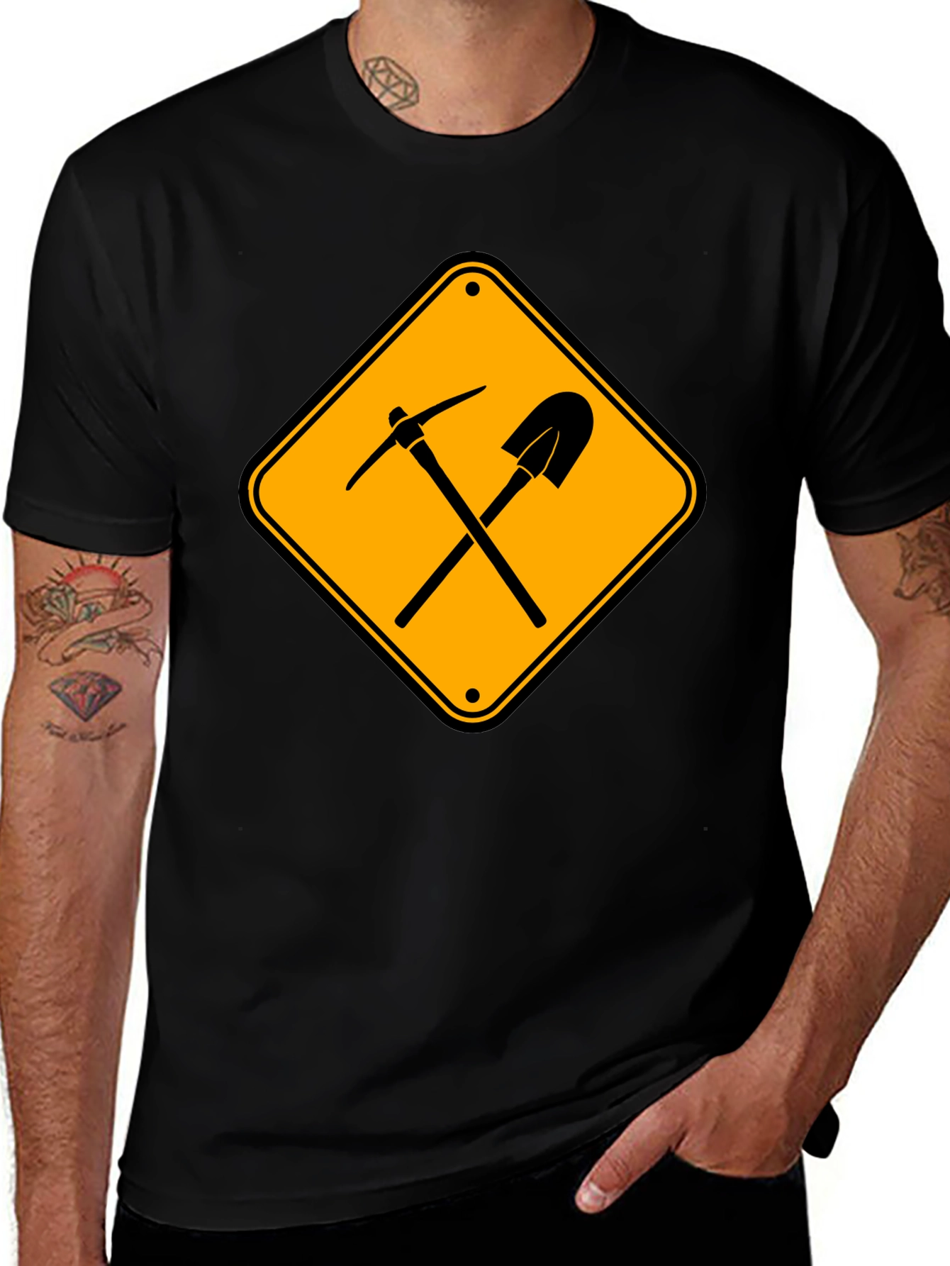 Mining Tools Sign T-Shirt - Black