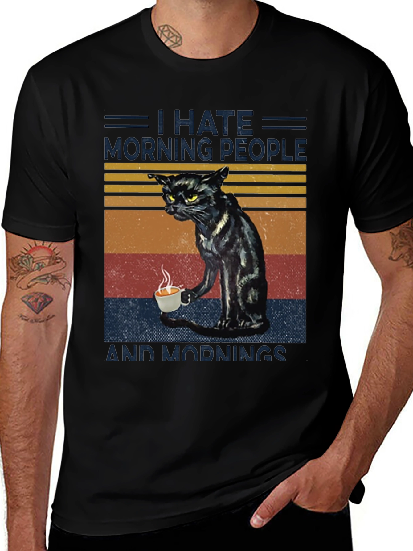 Variant 16 of I Hate Morning People Cat Graphic T-Shirt