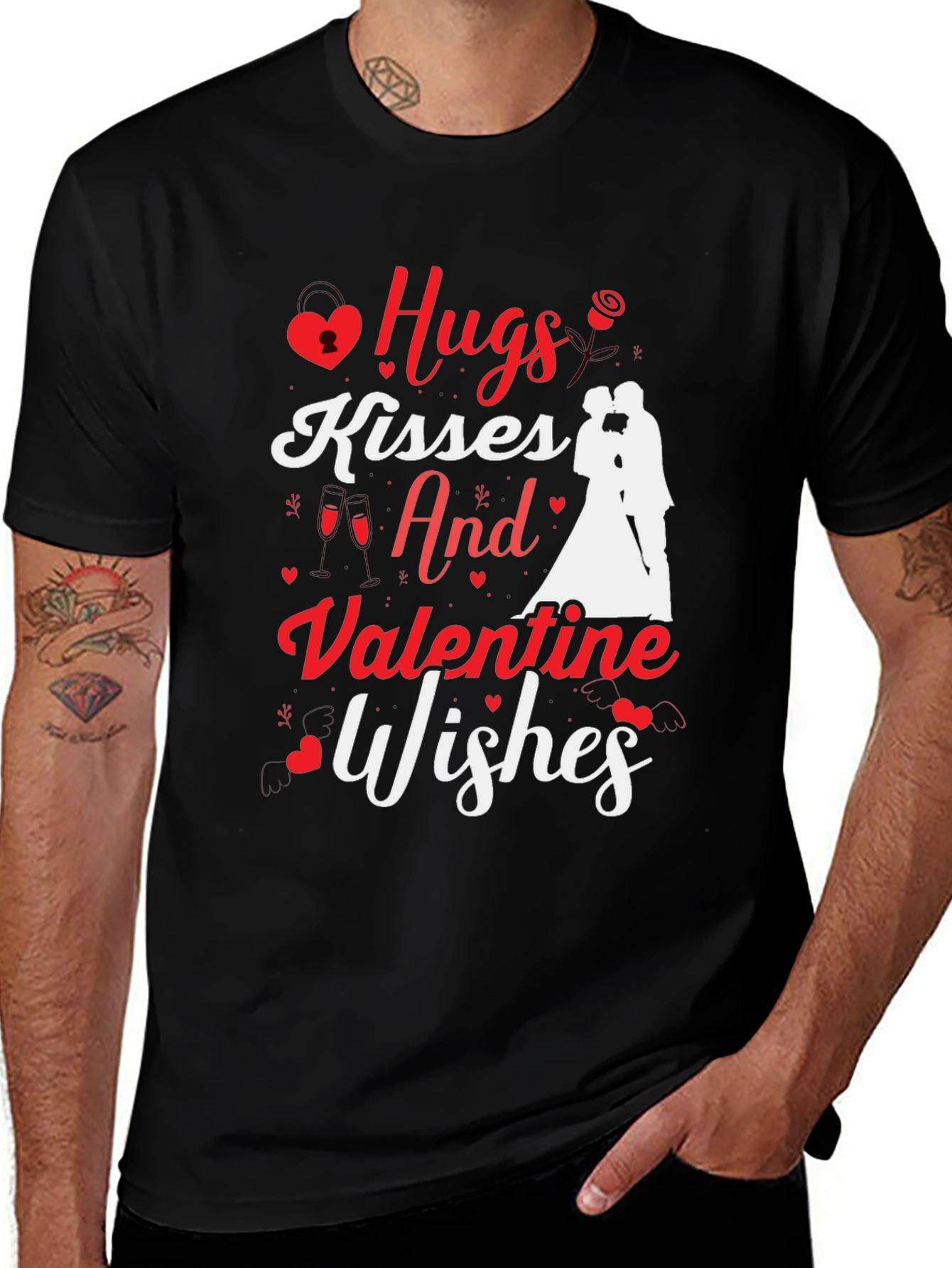 Variant 10 of Hugs Kisses Valentine Wishes Graphic Tee