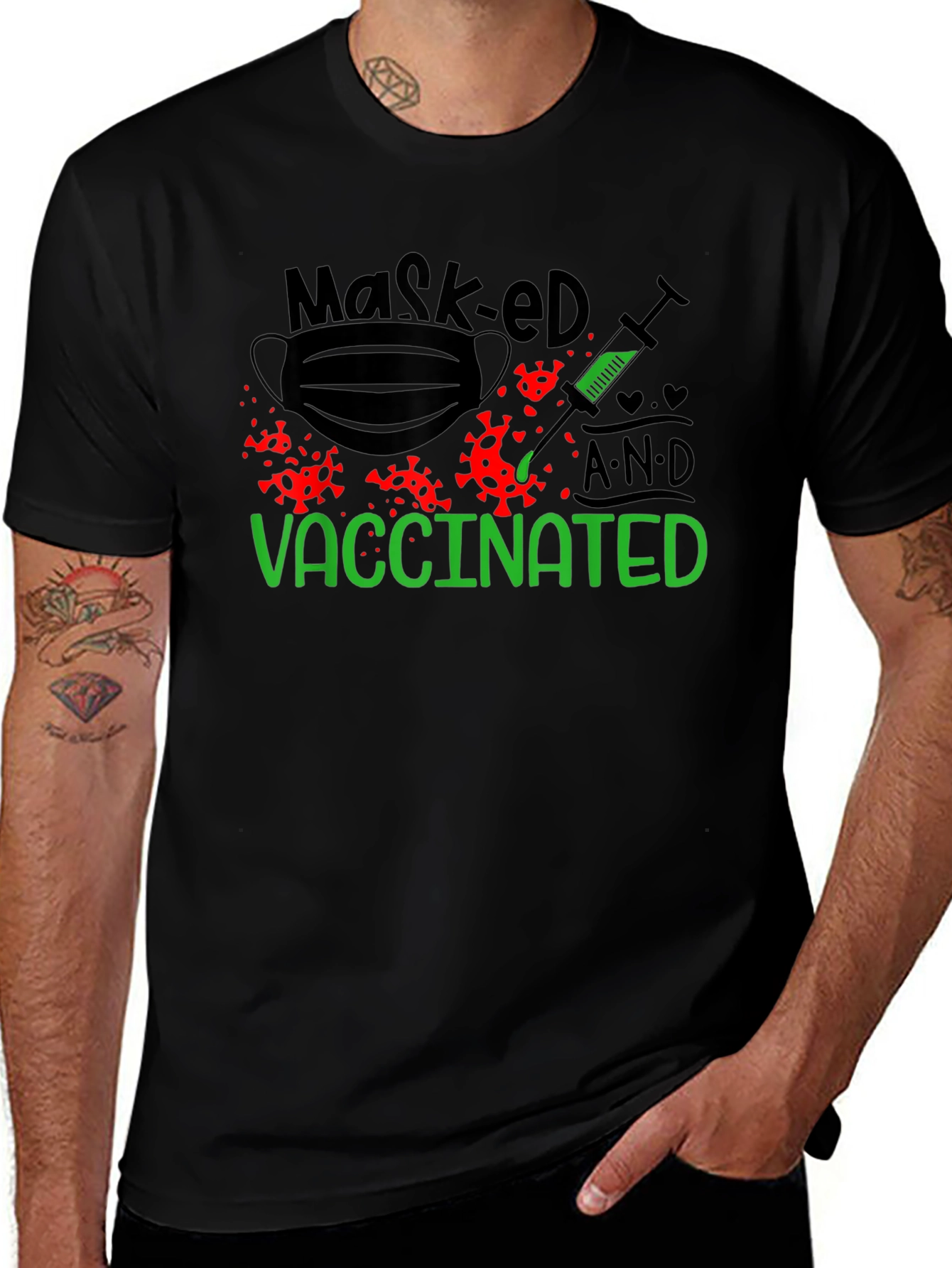Masked and Vaccinated Graphic T-Shirt